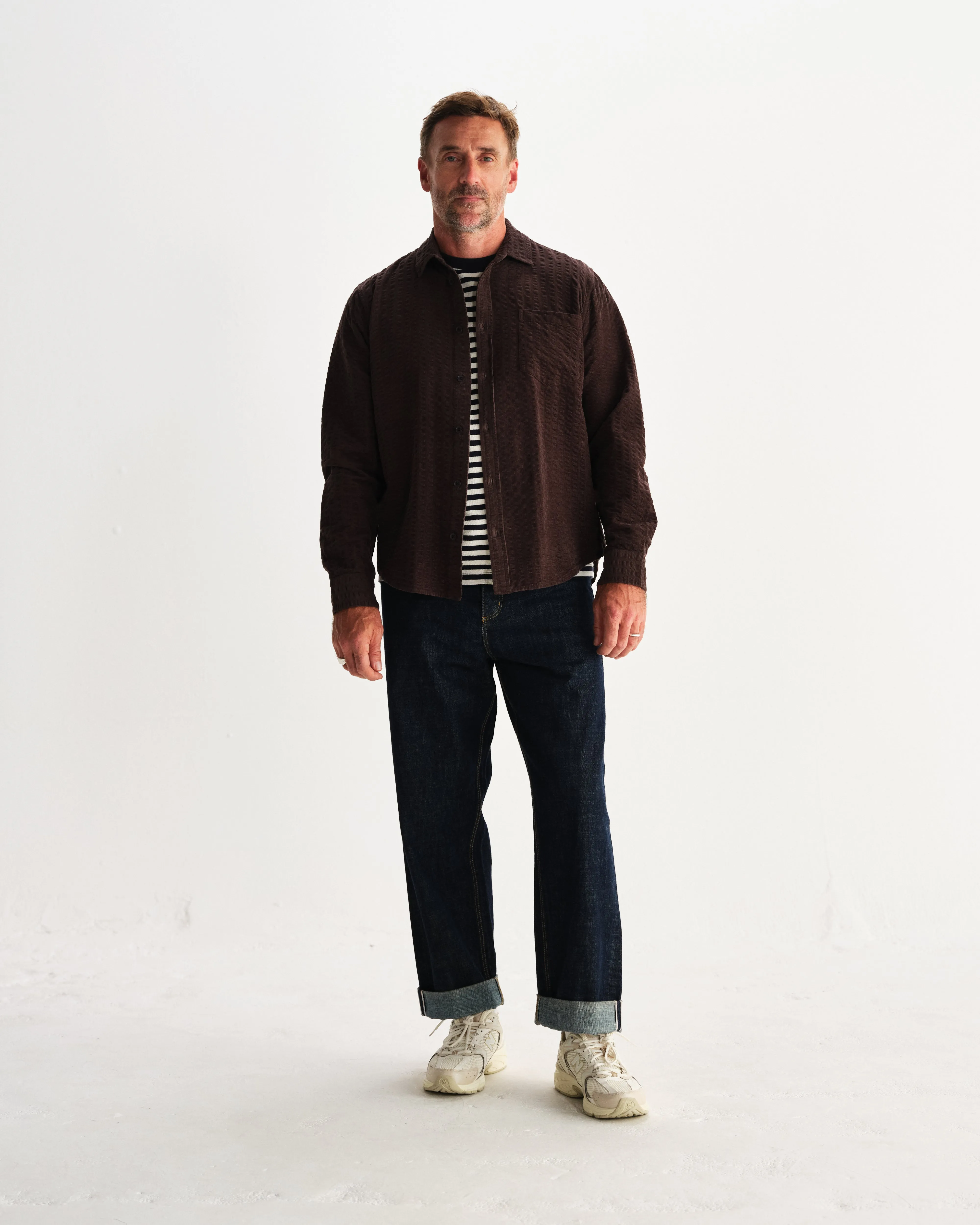 Shelly - Dark Brown Seersucker Corduroy Shirt sold by Wax London product image thumbnail 4