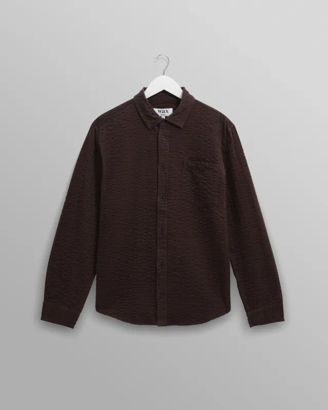 Shelly - Dark Brown Seersucker Corduroy Shirt sold by Wax London