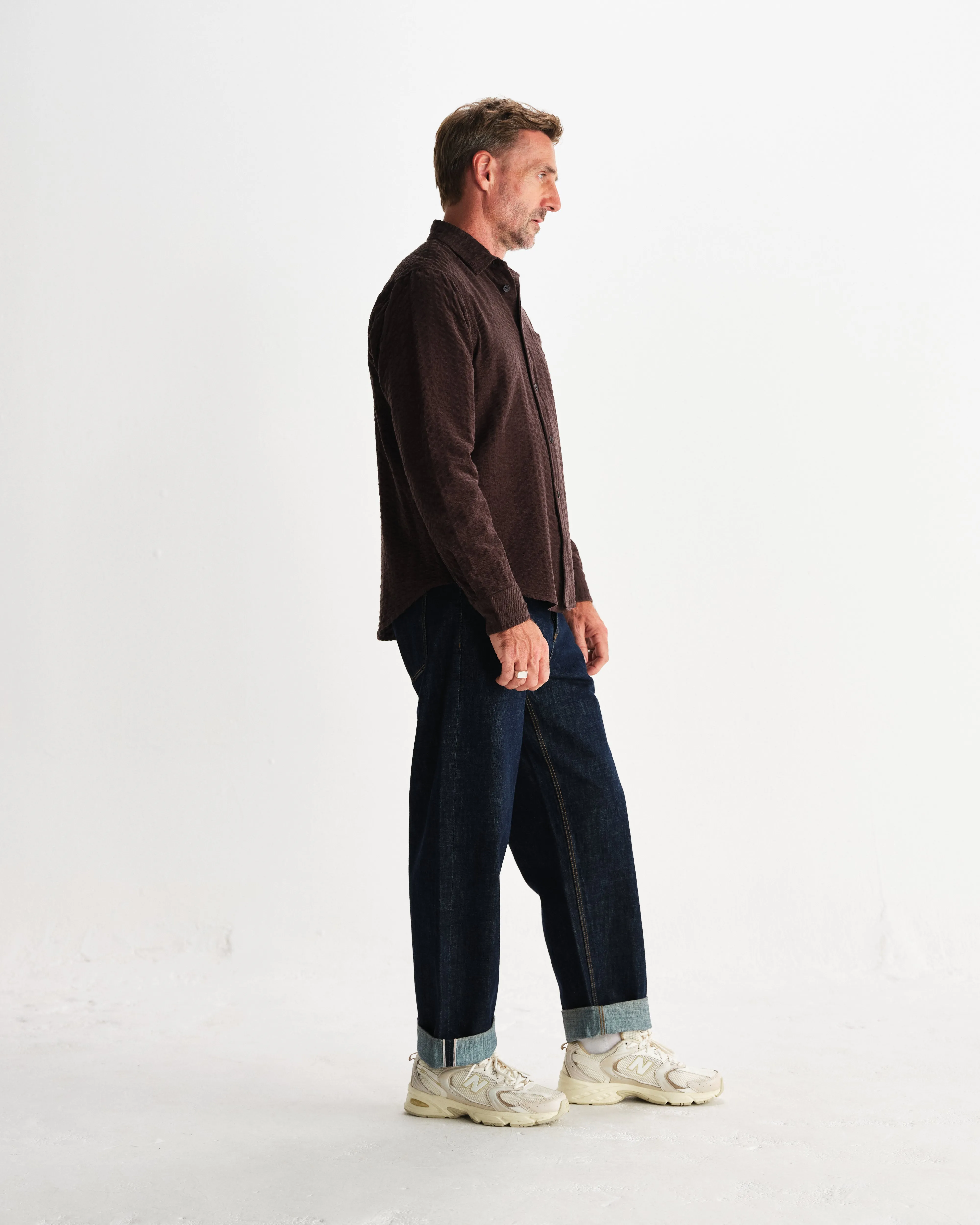 Shelly - Dark Brown Seersucker Corduroy Shirt sold by Wax London product image thumbnail 5