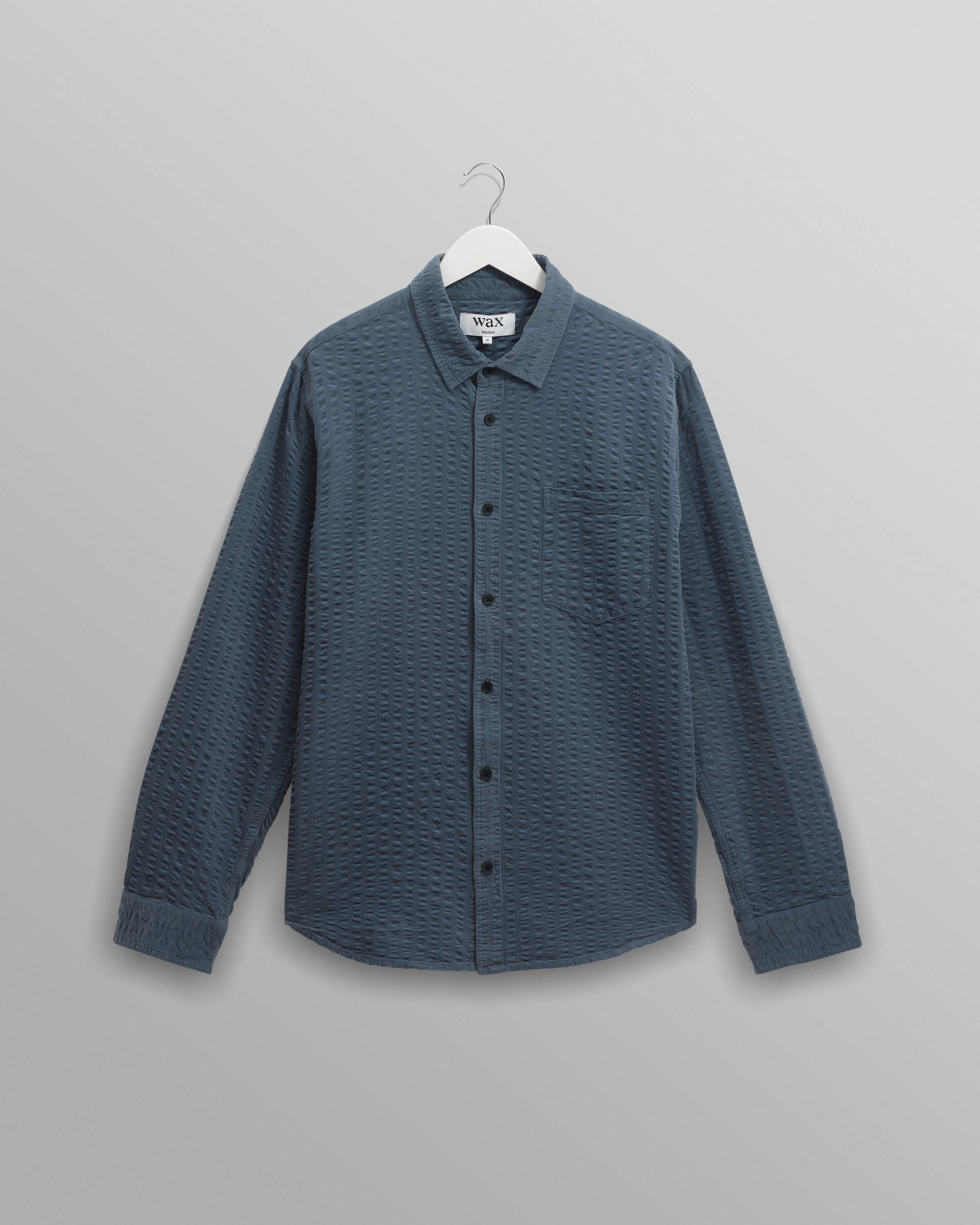 Shelly - Blue Seersucker Corduroy Shirt sold by Wax London