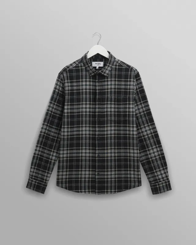 Shelly - Navy And Multicolour Seersucker Flannel Shirt sold by Wax London