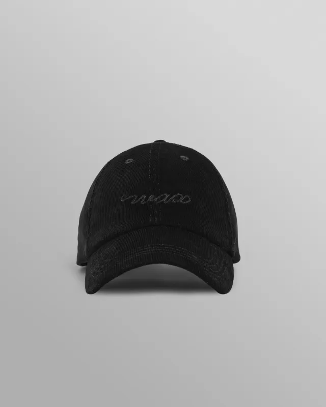 Spencer - Black Corduroy Sports Cap made by Wax London