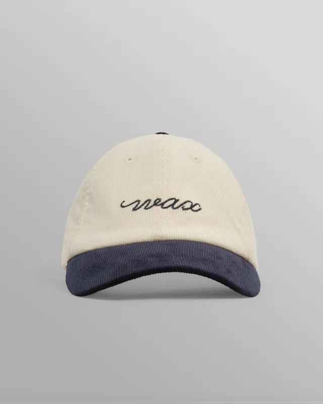 Spencer - Ecru And Navy Corduroy Sports Cap made by Wax London