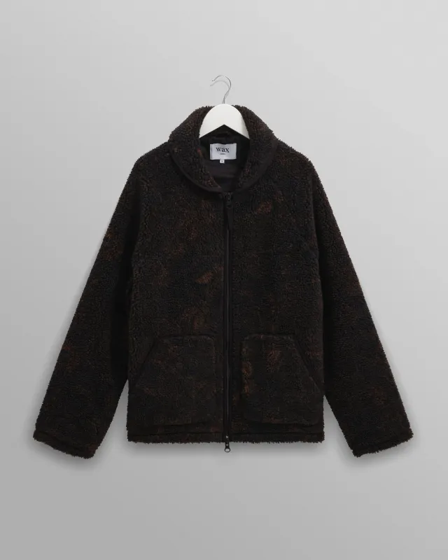 Tate - Black And Brown Paisley Jacquard Fleece Jacket sold by Wax London