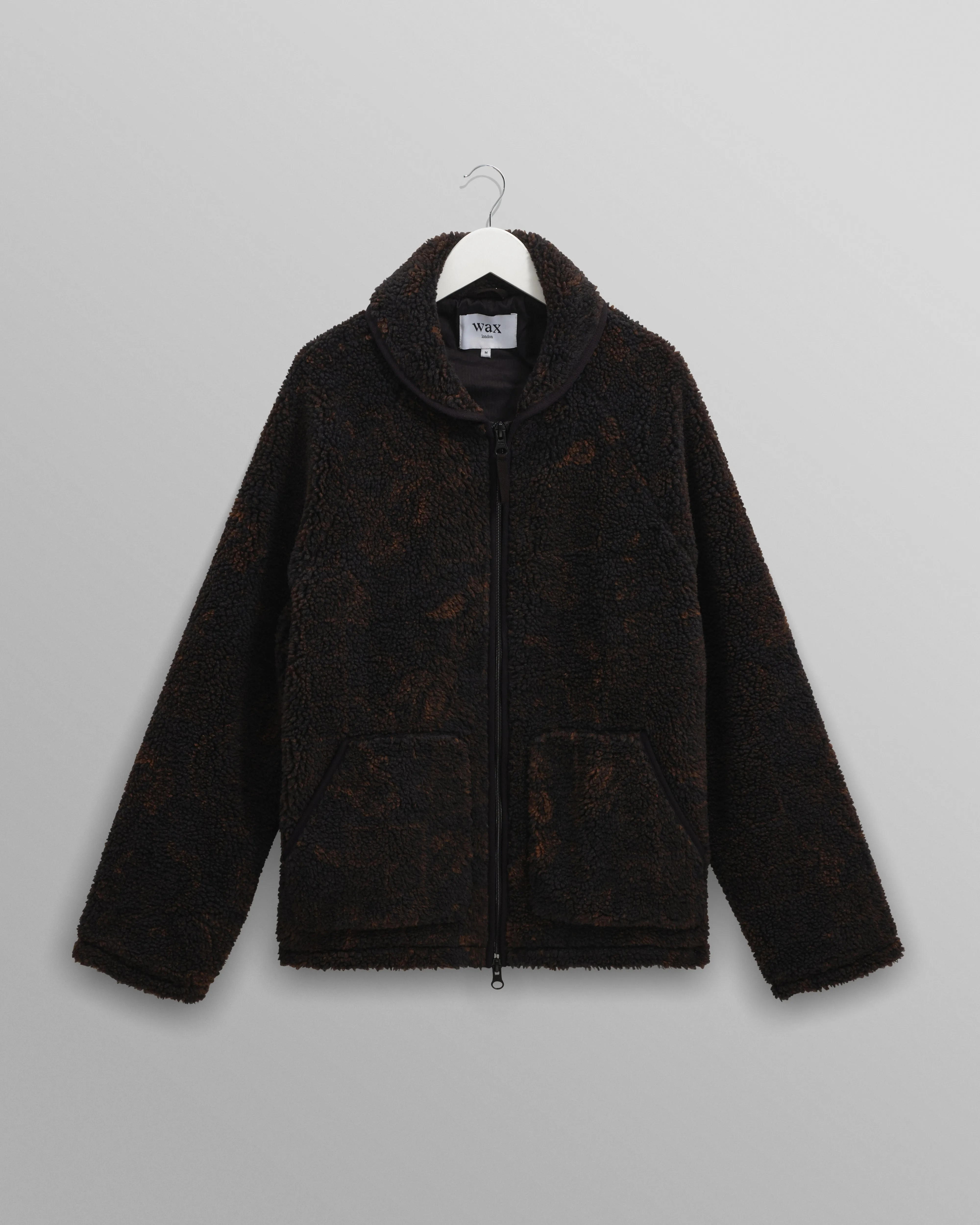 Tate - Black And Brown Paisley Jacquard Fleece Jacket sold by Wax London