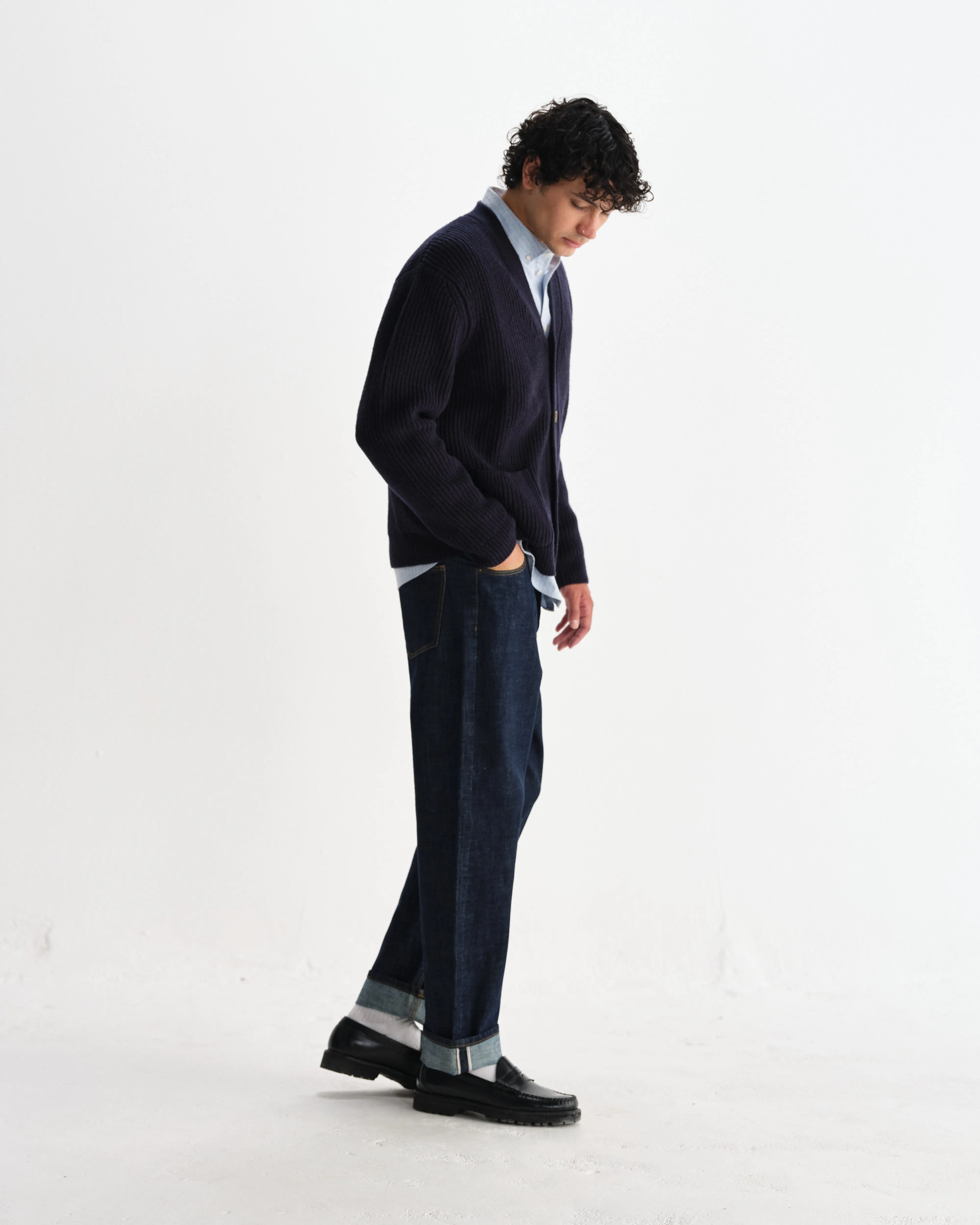 Walker - Navy Rib Stitch Knit Cardigan sold by Wax London product image thumbnail 5