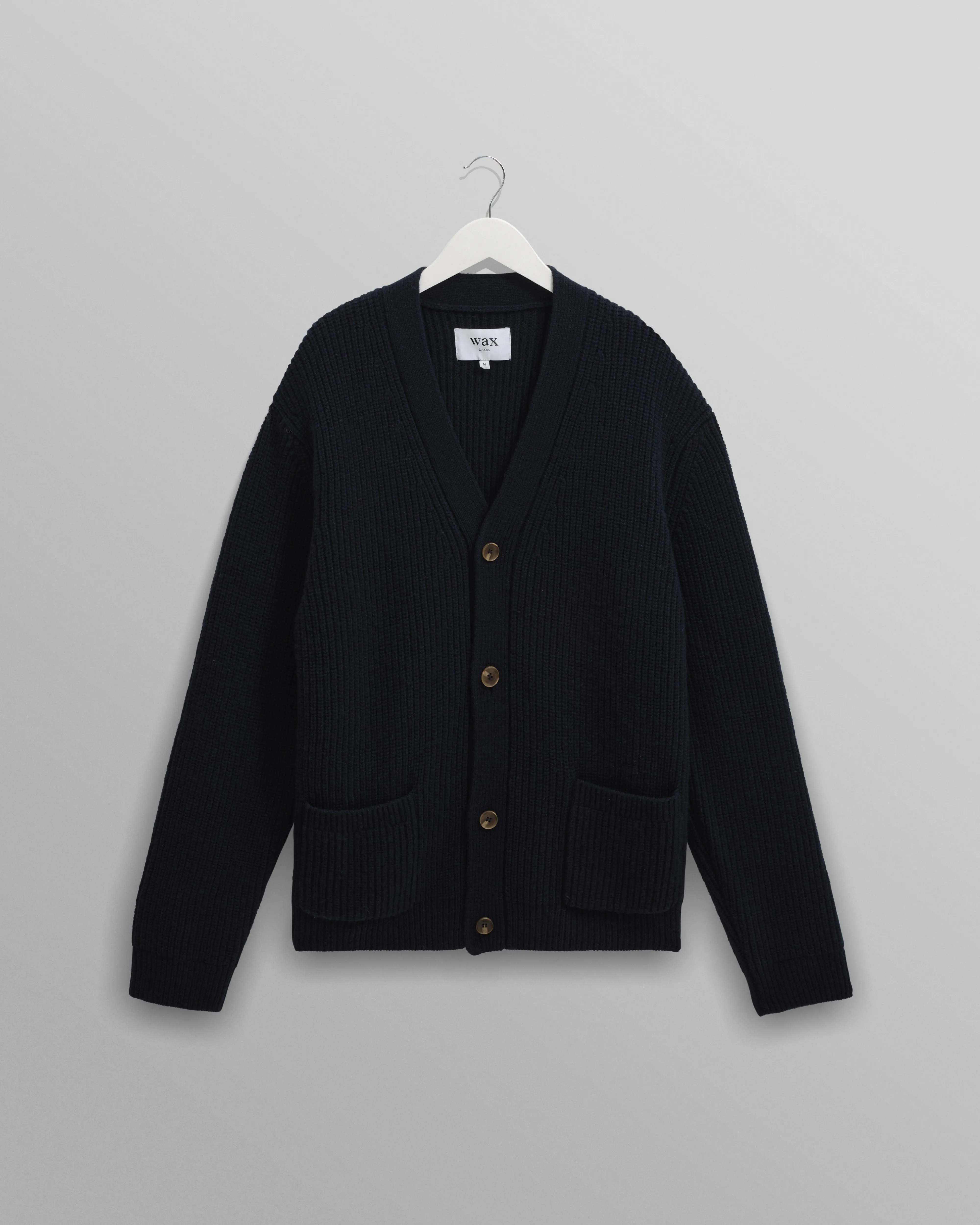 Walker - Navy Rib Stitch Knit Cardigan sold by Wax London