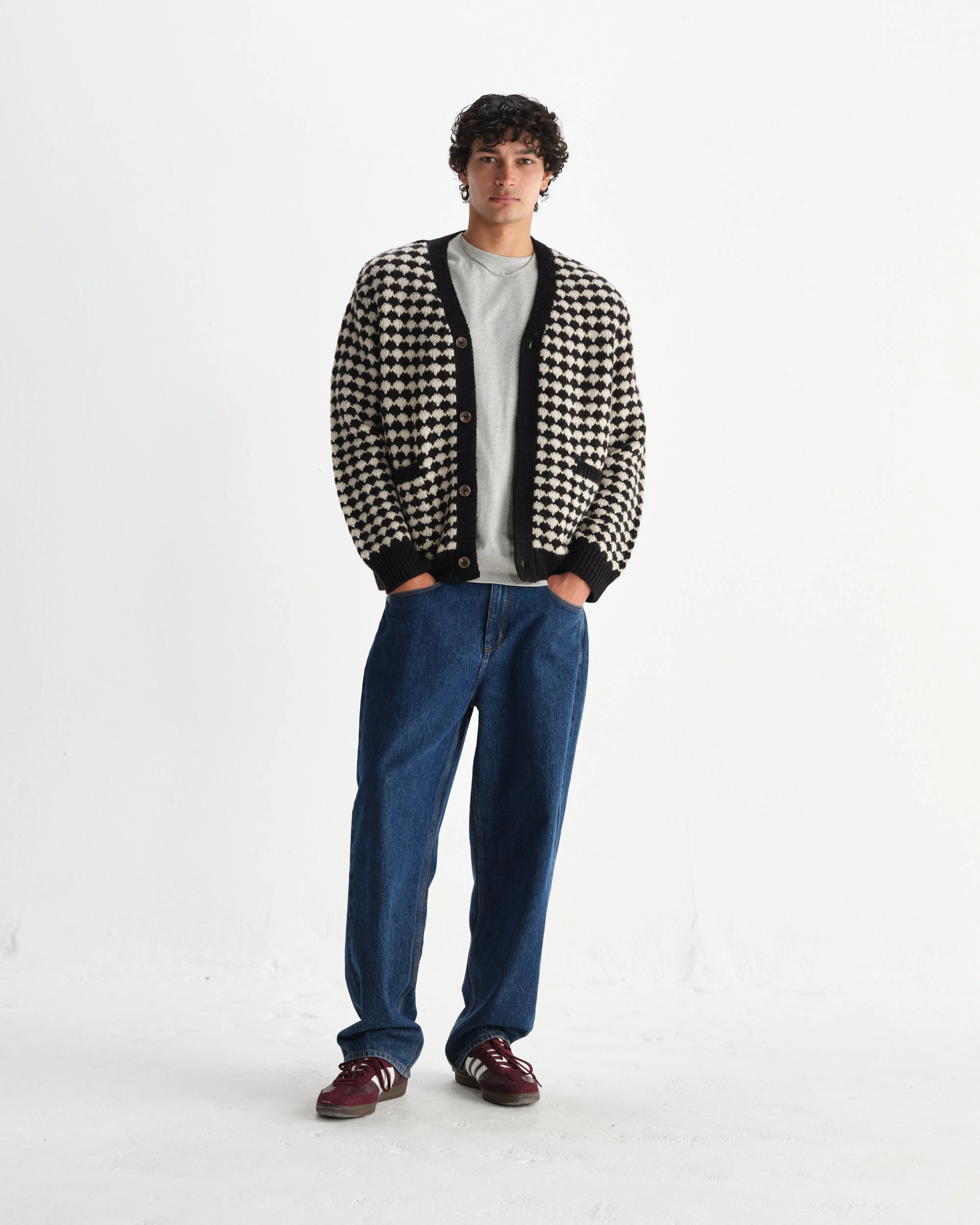 Walker - Black And Ecru Bubble Knit Cardigan sold by Wax London product image thumbnail 4