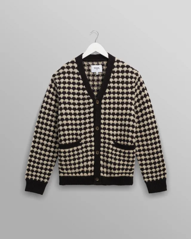 Walker - Black And Ecru Bubble Knit Cardigan made by Wax London