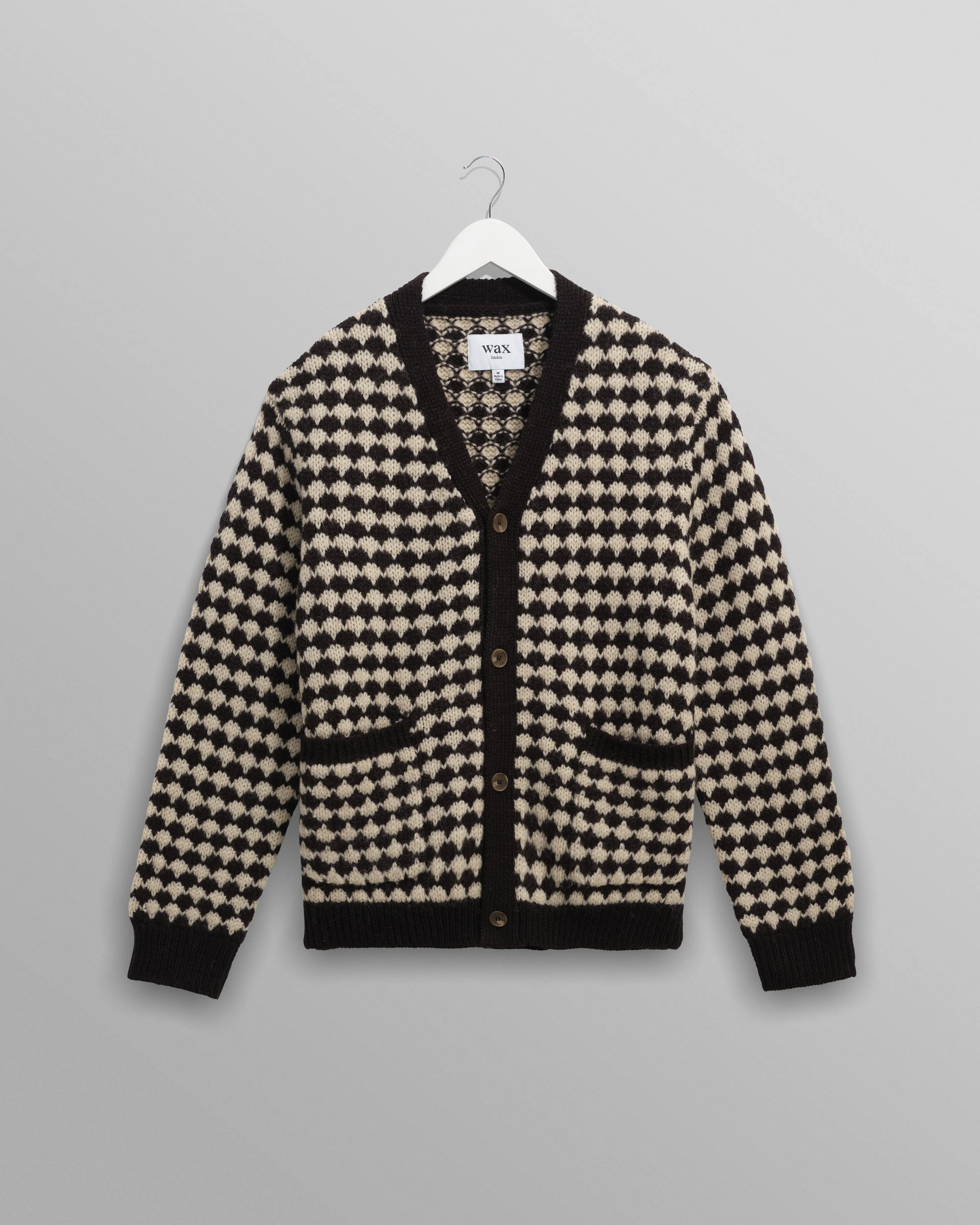 Walker - Black And Ecru Bubble Knit Cardigan sold by Wax London