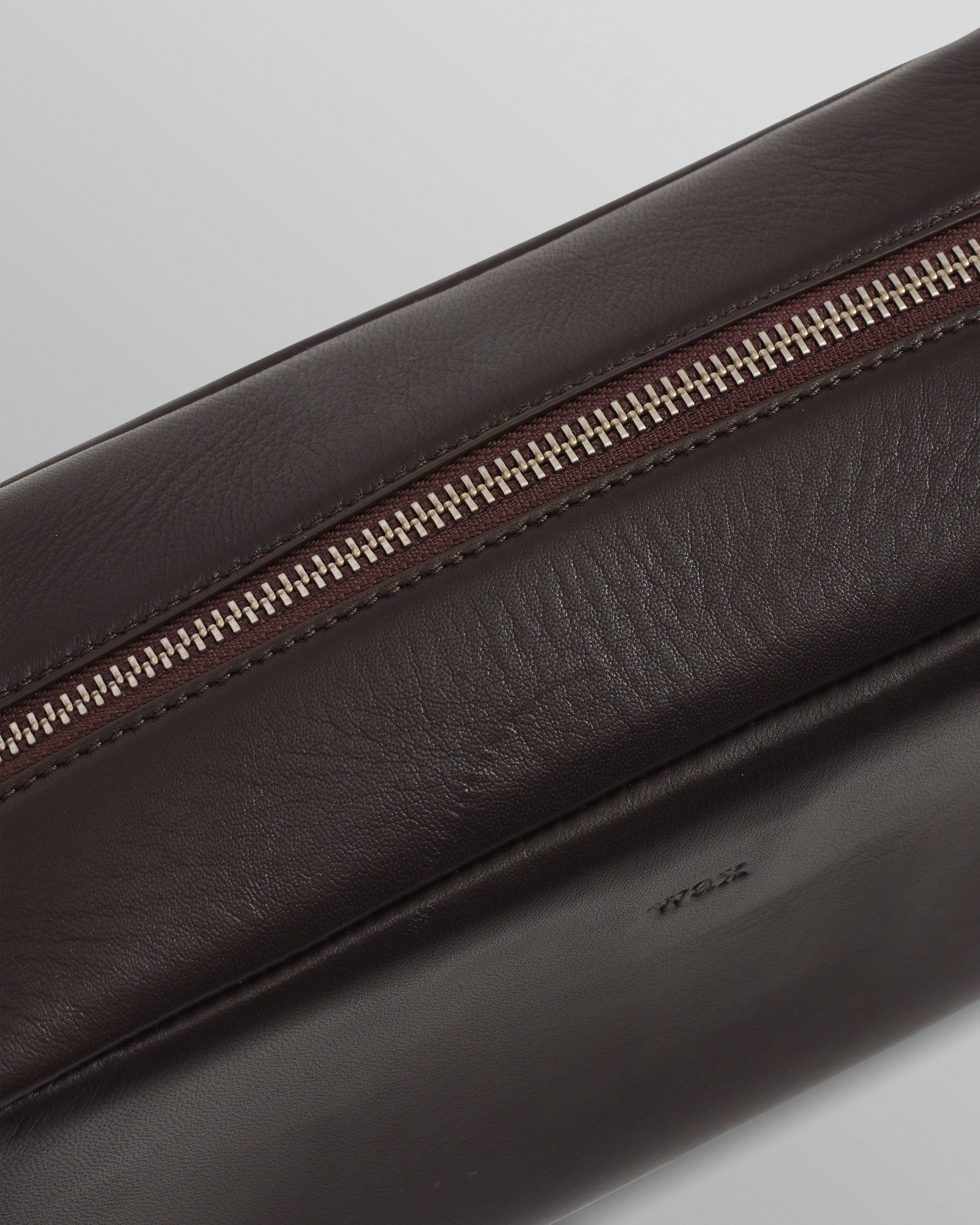 Wells - Dark Brown Grain Leather Washbag sold by Wax London product image thumbnail 3