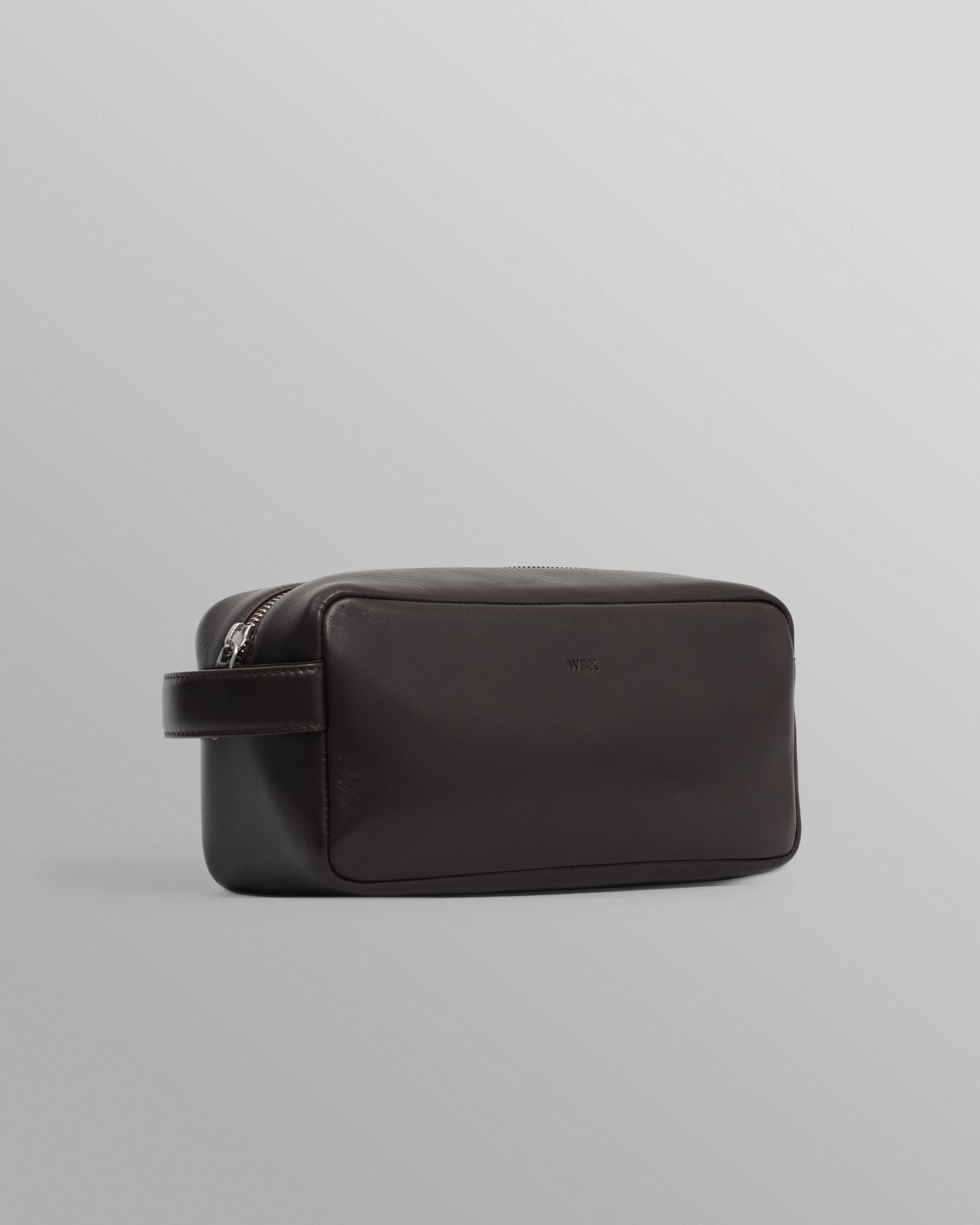 Wells - Dark Brown Grain Leather Washbag sold by Wax London product image thumbnail 2