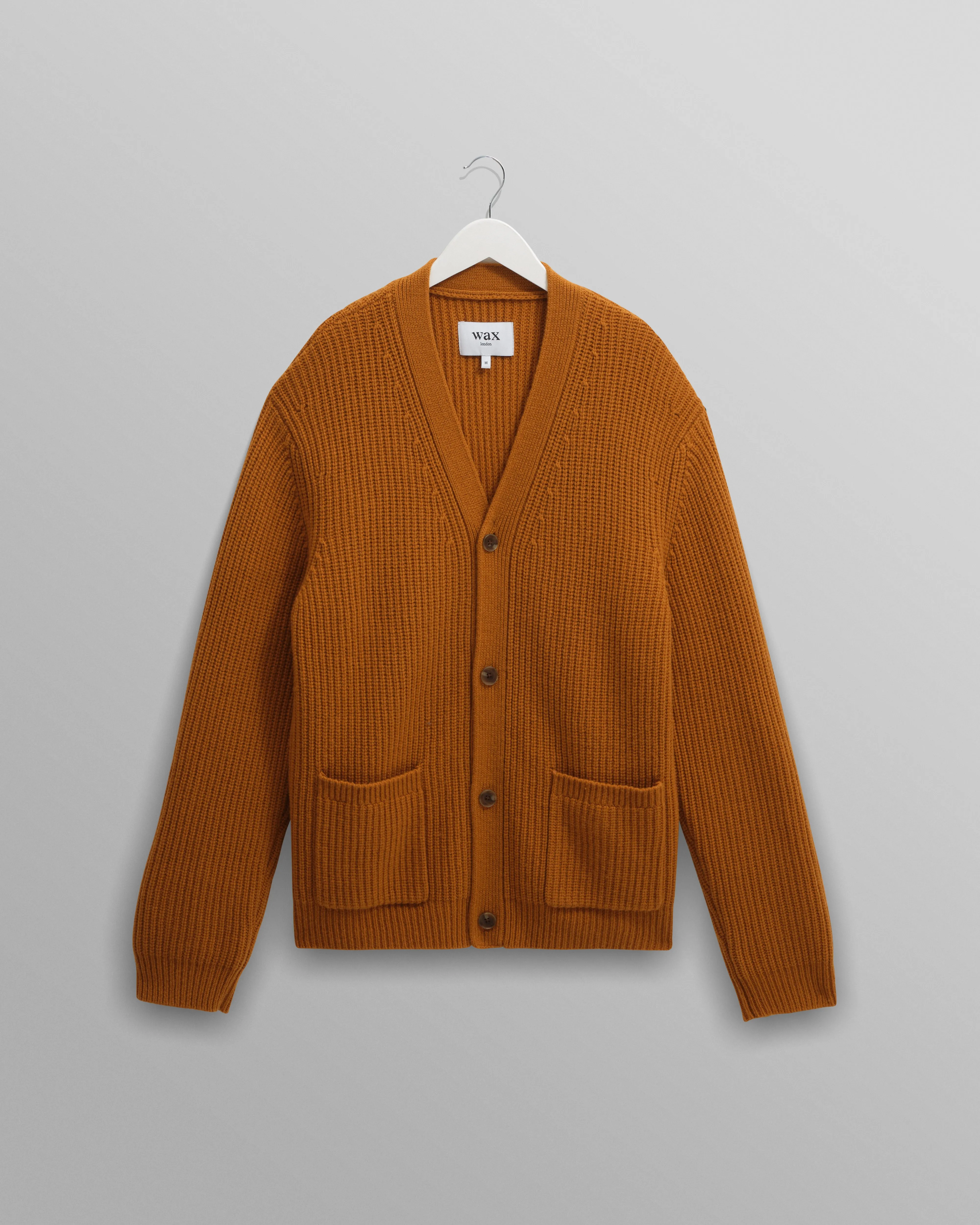 Walker - Ochre Rib Stitch Knit Cardigan sold by Wax London