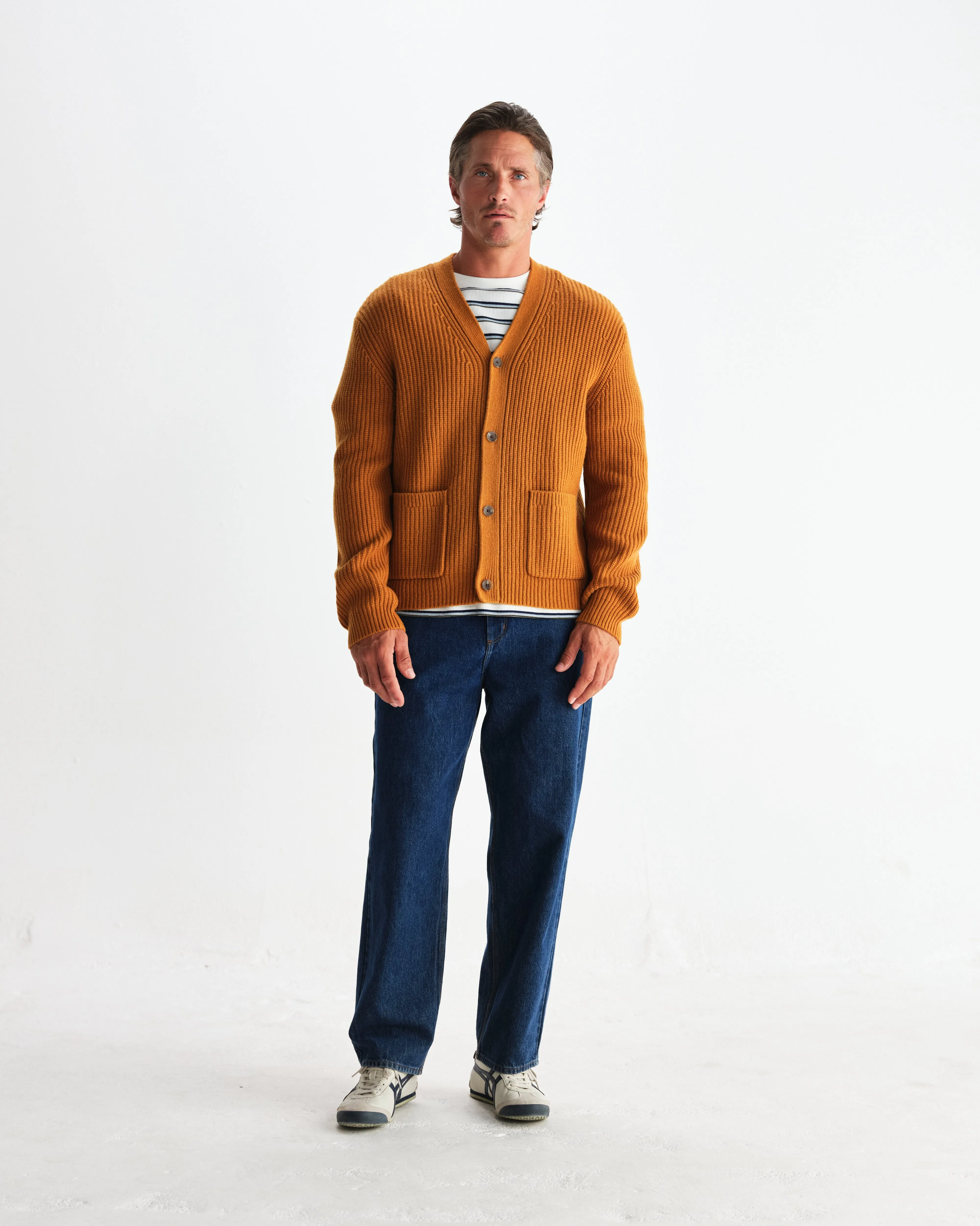 Walker - Ochre Rib Stitch Knit Cardigan sold by Wax London product image thumbnail 4