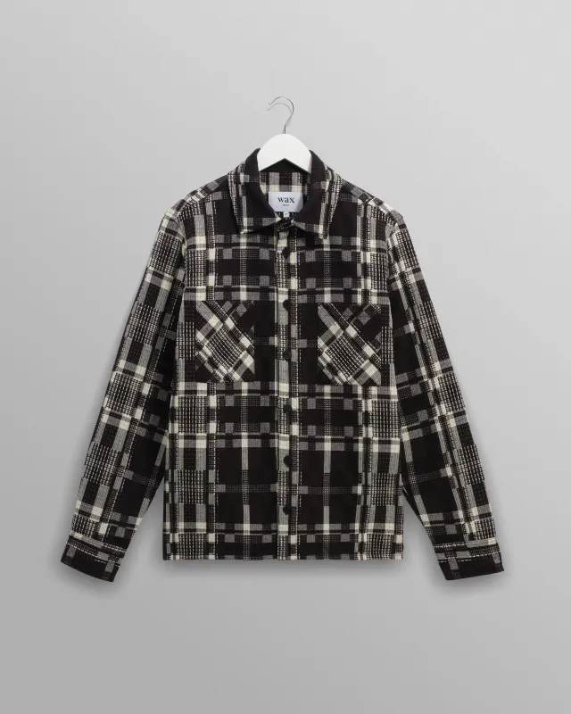 Whiting - Black And Ecru Glitch Check Overshirt made by Wax London