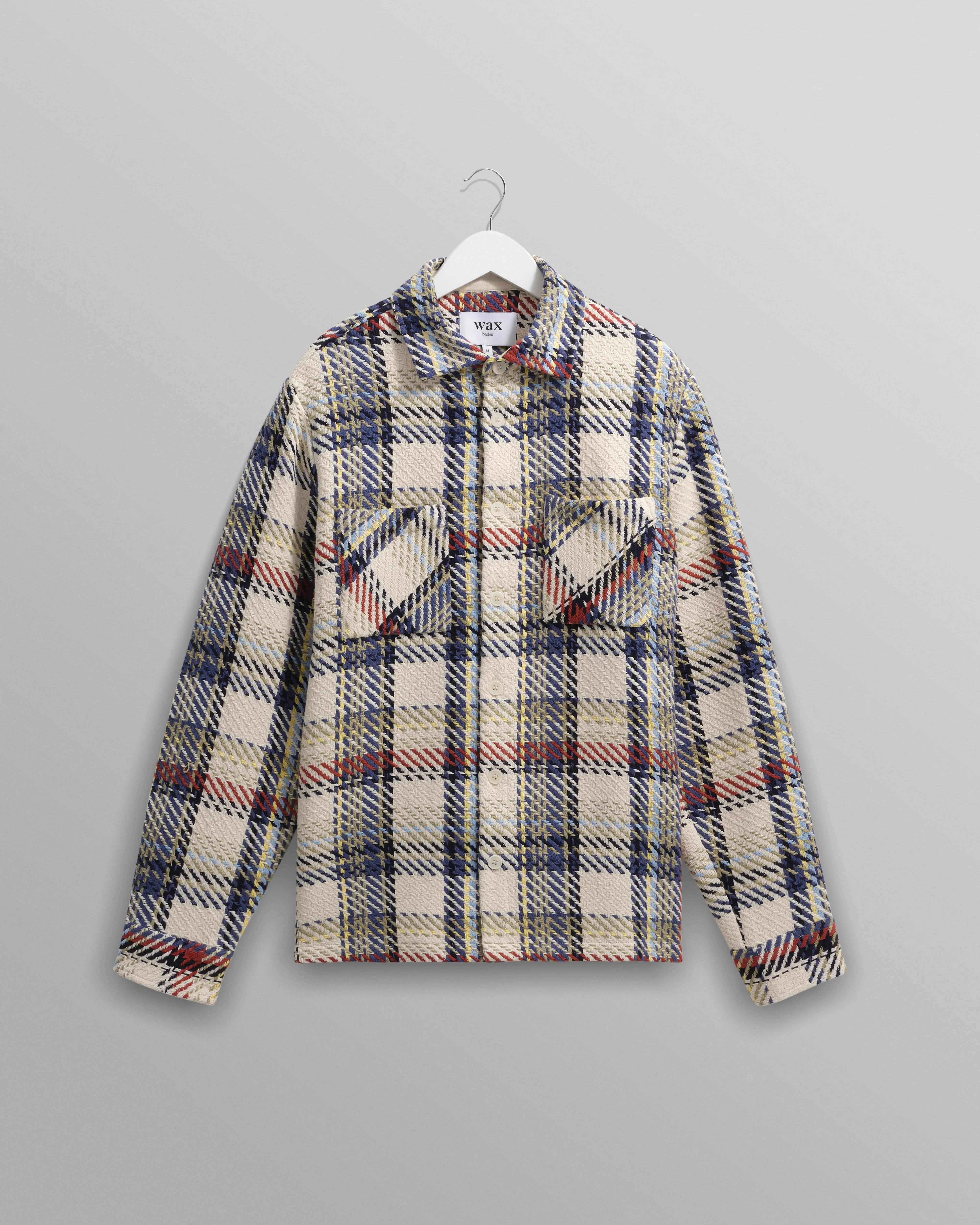 Whiting - Ecru And Multicolour Jazz Weave Overshirt sold by Wax London