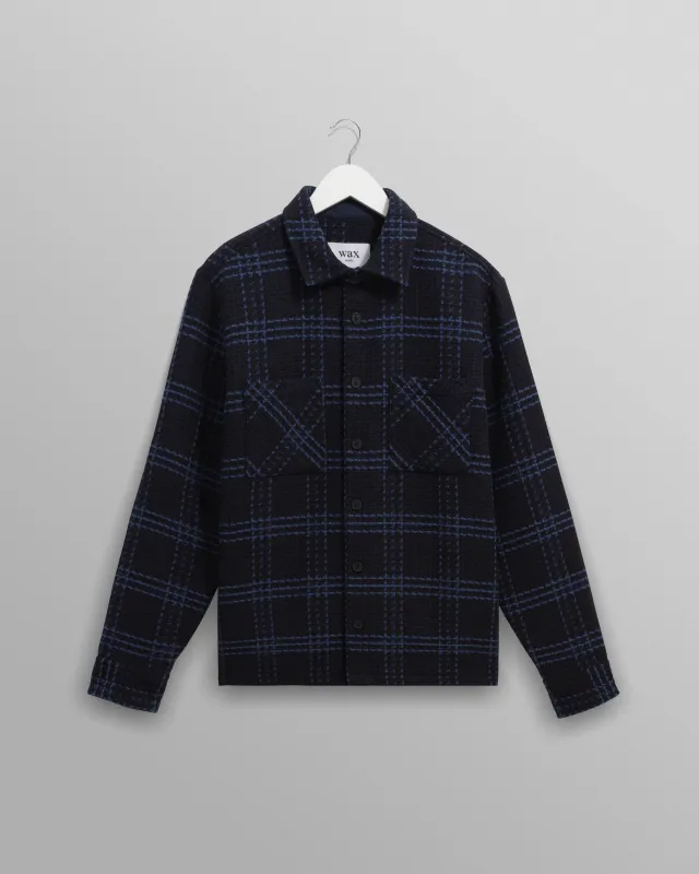 Whiting - Navy And Blue Skate Check Overshirt sold by Wax London