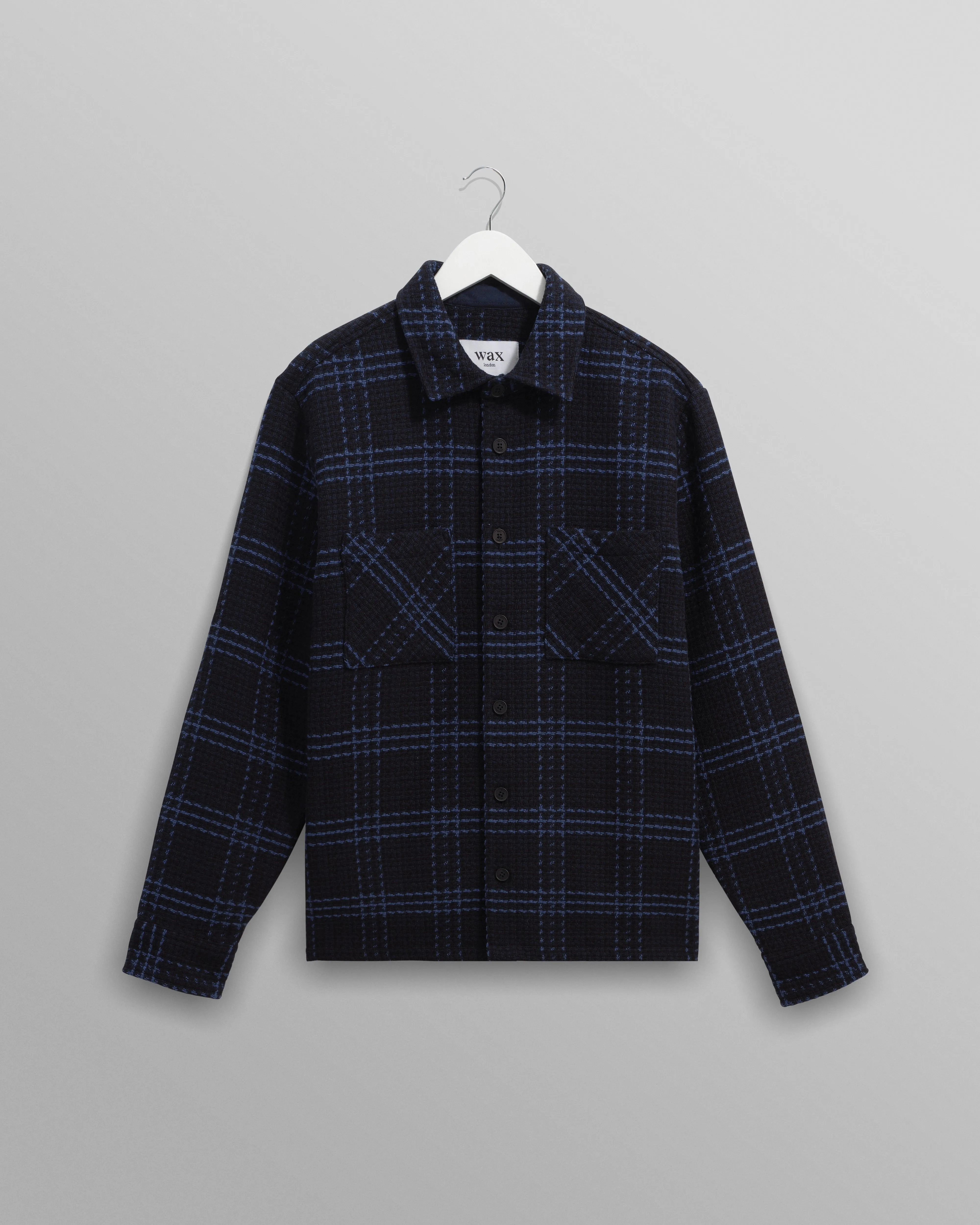 Whiting - Navy And Blue Skate Check Overshirt sold by Wax London