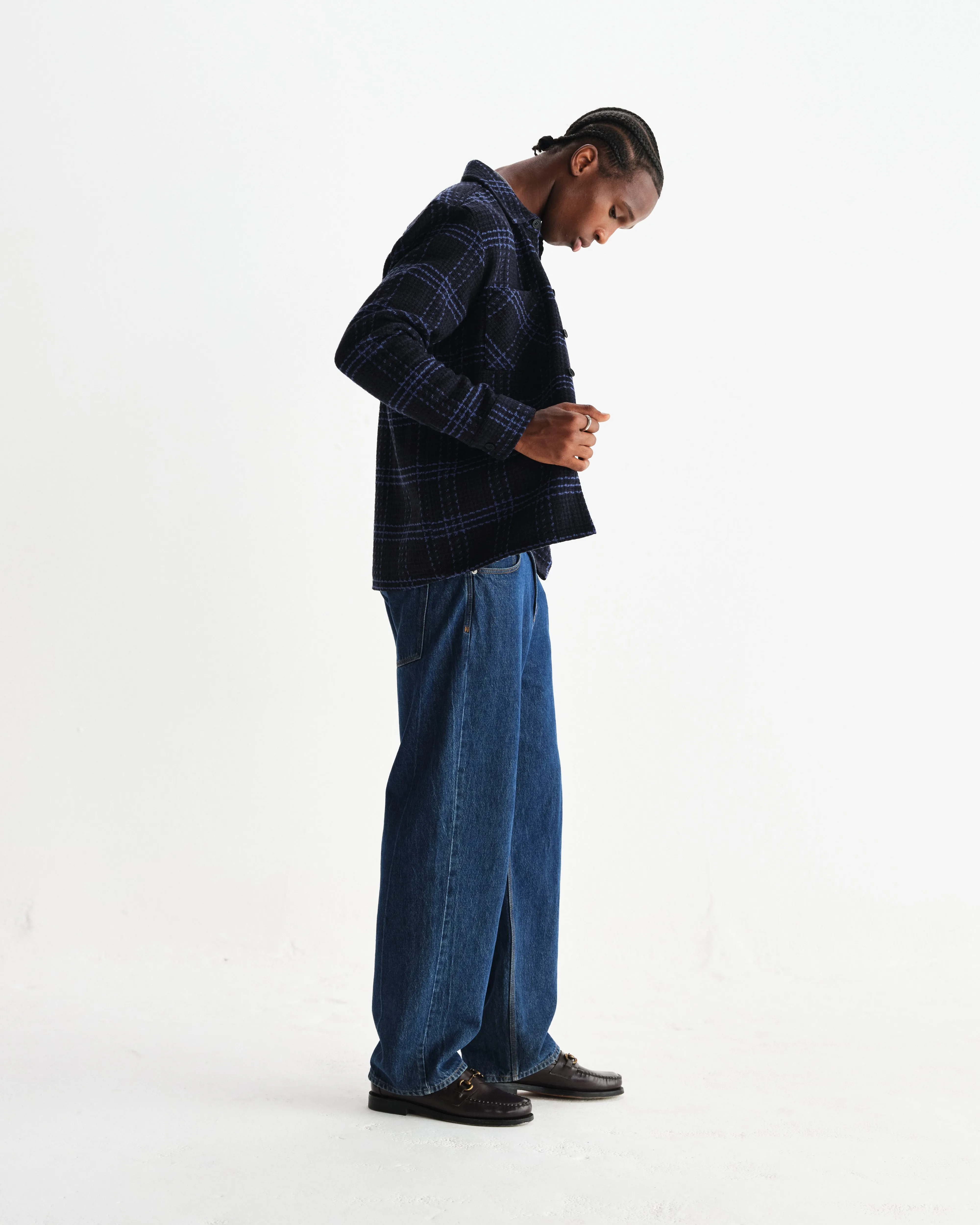 Whiting - Navy And Blue Skate Check Overshirt sold by Wax London product image thumbnail 5