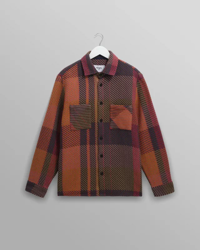 Whiting - Orange And Multicolour Tempo Check Overshirt sold by Wax London