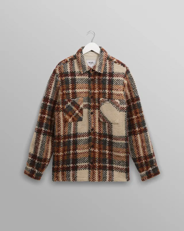Whiting - Ecru And Multicolour Italian Wool Bobble Overshirt sold by Wax London