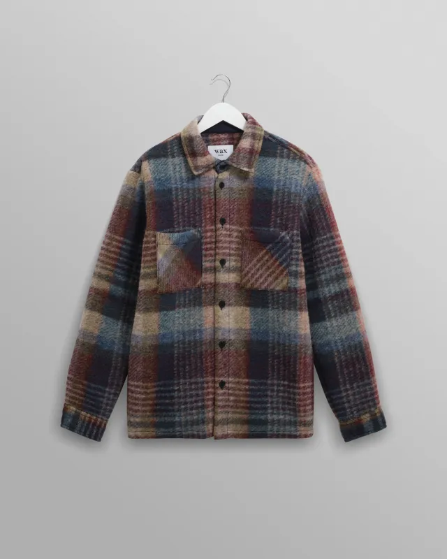 Whiting - Blue And Multicolour Check Italian Wool Overshirt sold by Wax London