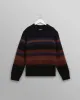 Wilde - Black And Dark Multicolour Brush Stripe Wool Crewneck sold by Wax London