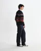Wilde - Black And Dark Multicolour Brush Stripe Wool Crewneck sold by Wax London