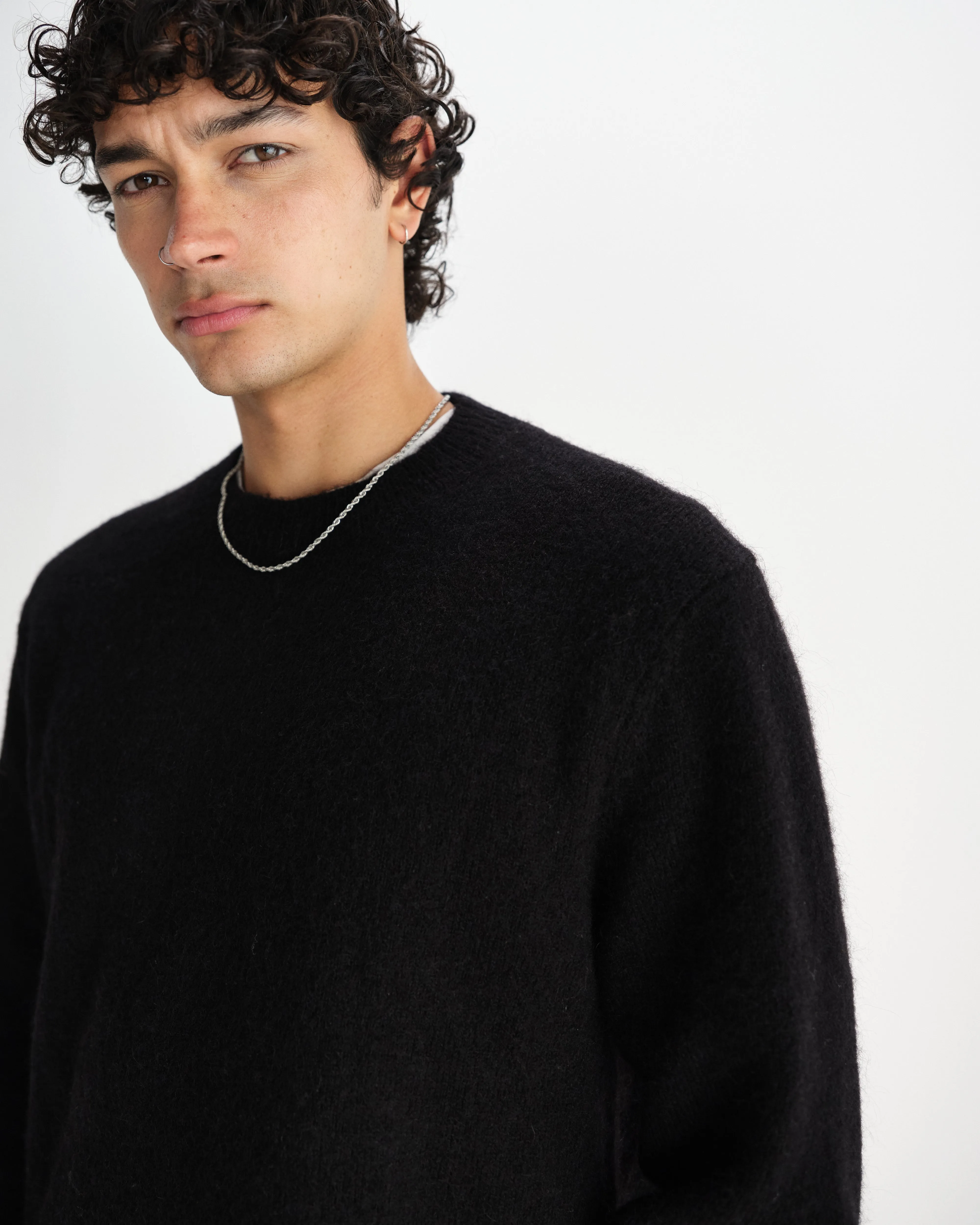 Wilde - Black Fluffy Wool Crewneck sold by Wax London product image thumbnail 3