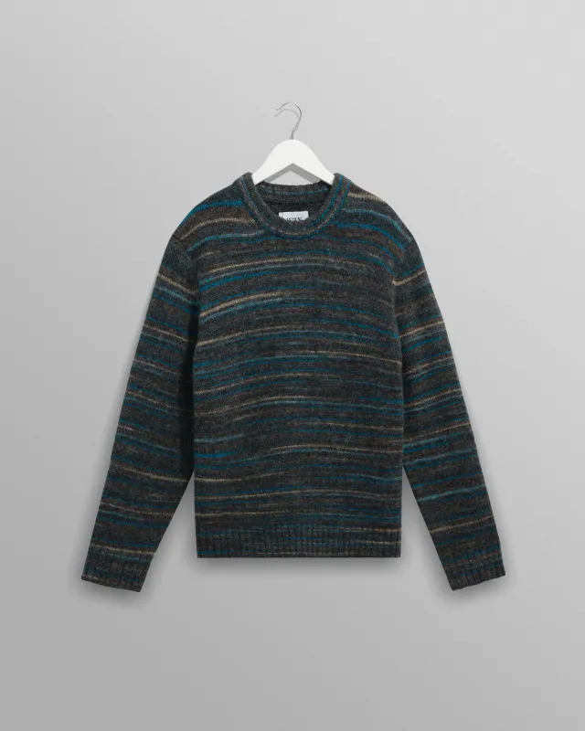 Wilde - Grey And Teal Space Dye Wool Crewneck sold by Wax London