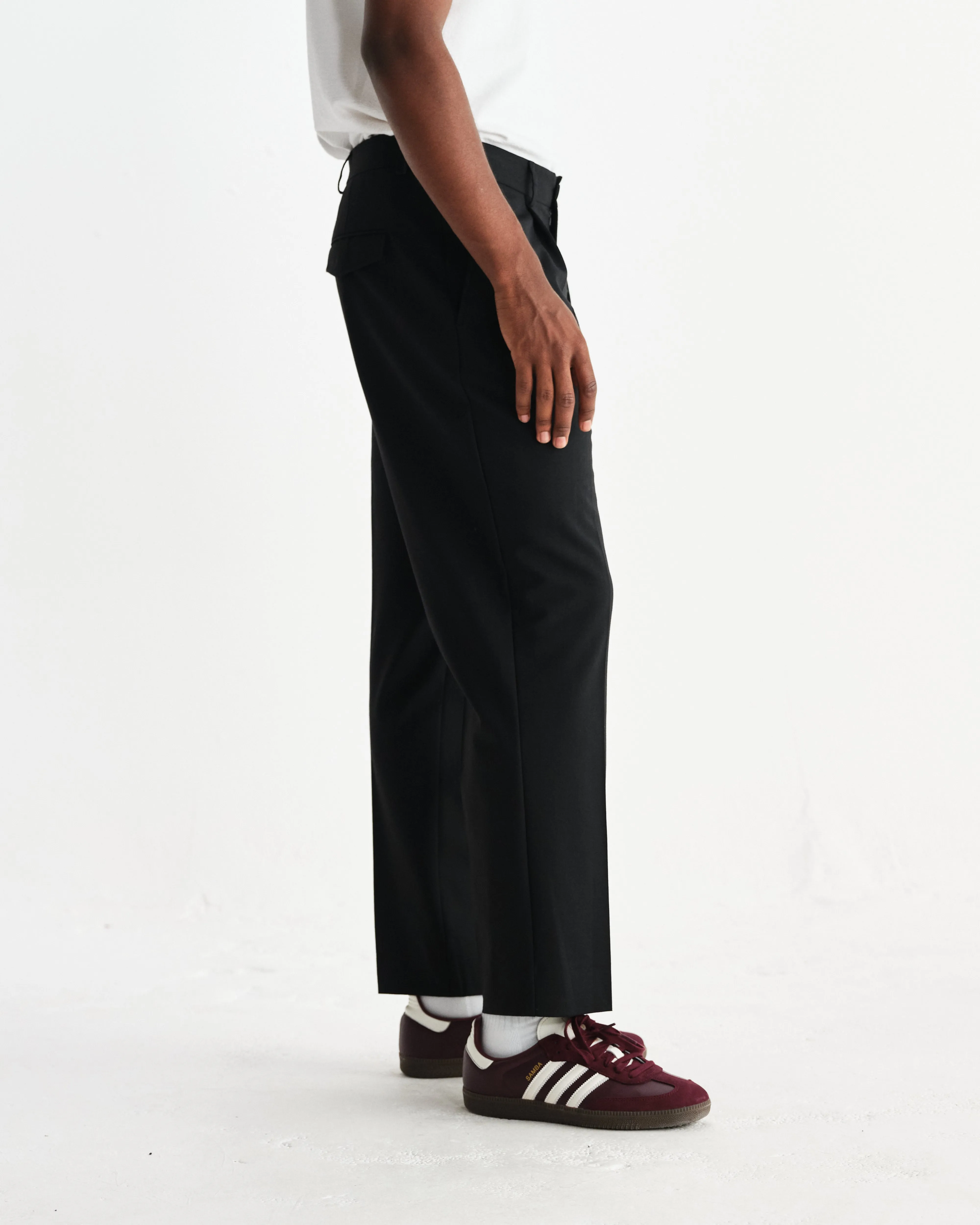 Aubyn - Black Wool Blend Twill Pleated Trousers sold by Wax London product image thumbnail 4