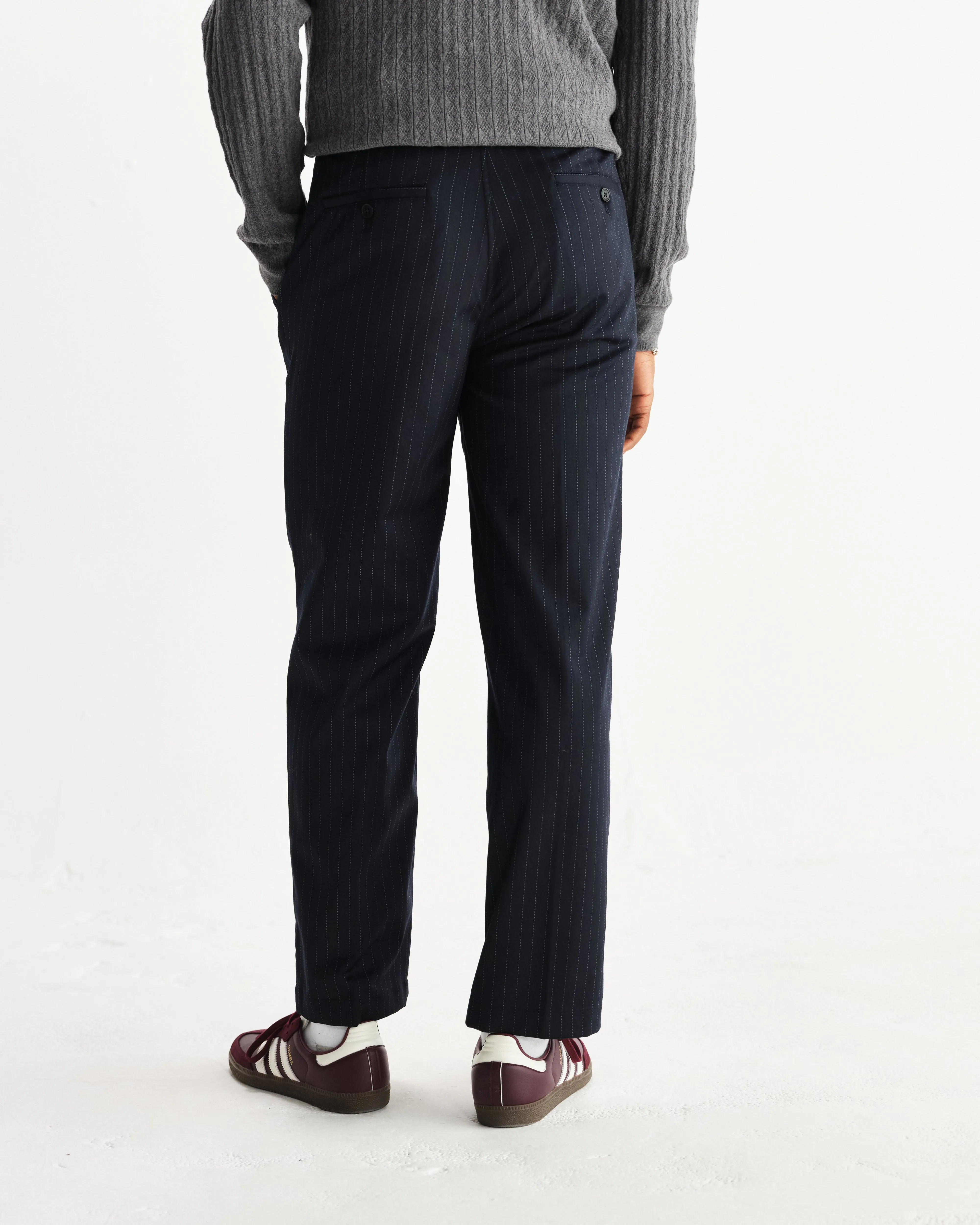 Bayham - Navy Wool Blend Pinstripe Trousers sold by Wax London product image thumbnail 5