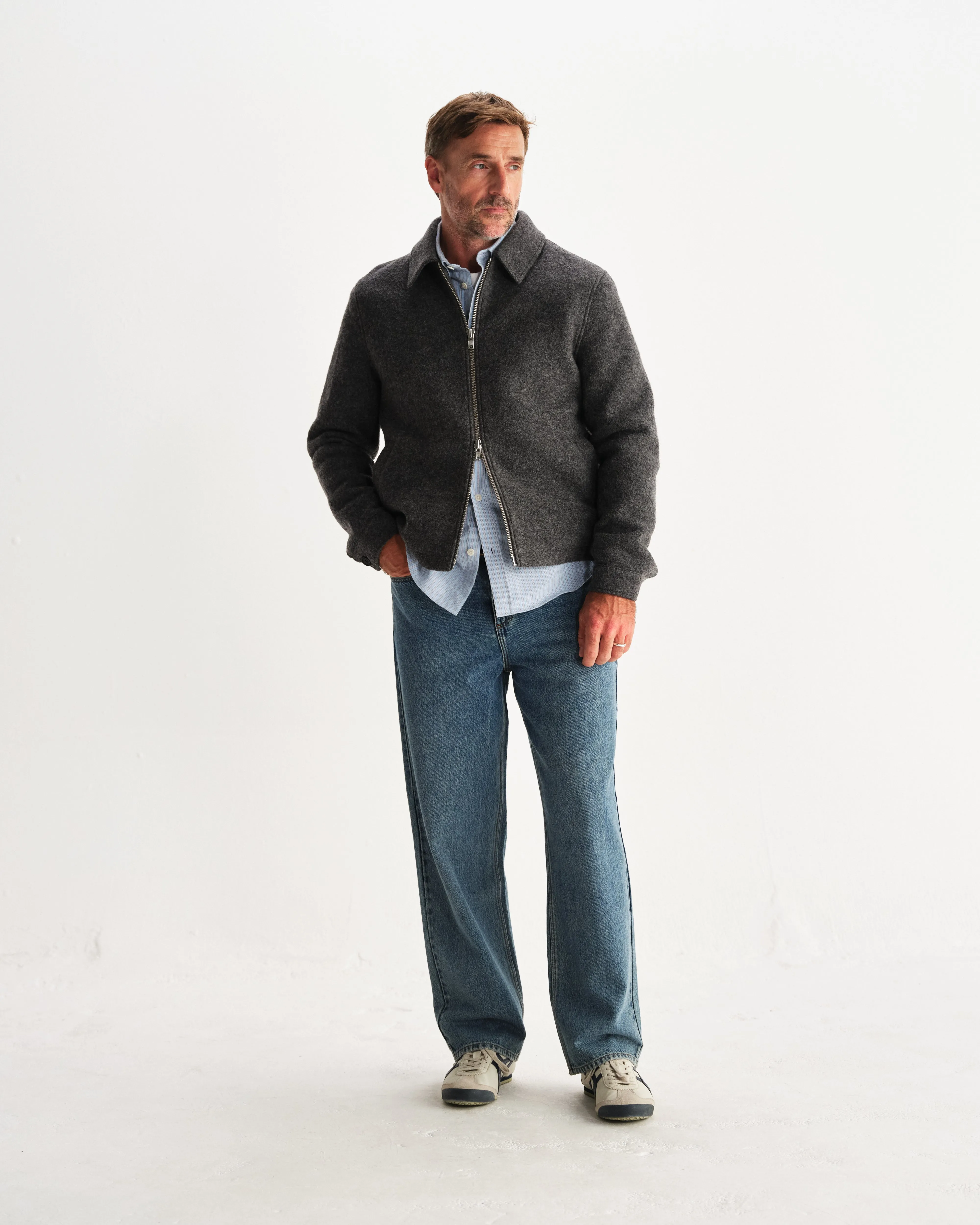 Eldon - Mid Grey Boiled Wool Jacket sold by Wax London product image thumbnail 4