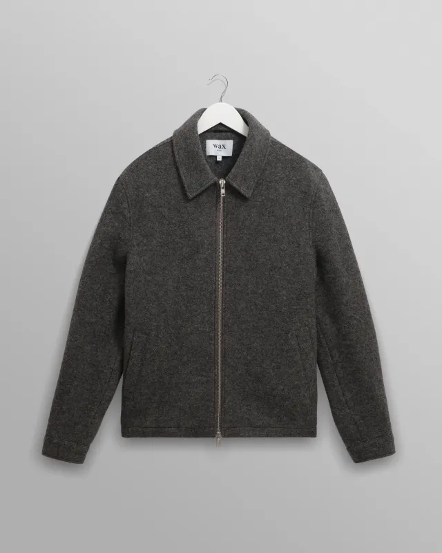 Eldon - Mid Grey Boiled Wool Jacket sold by Wax London