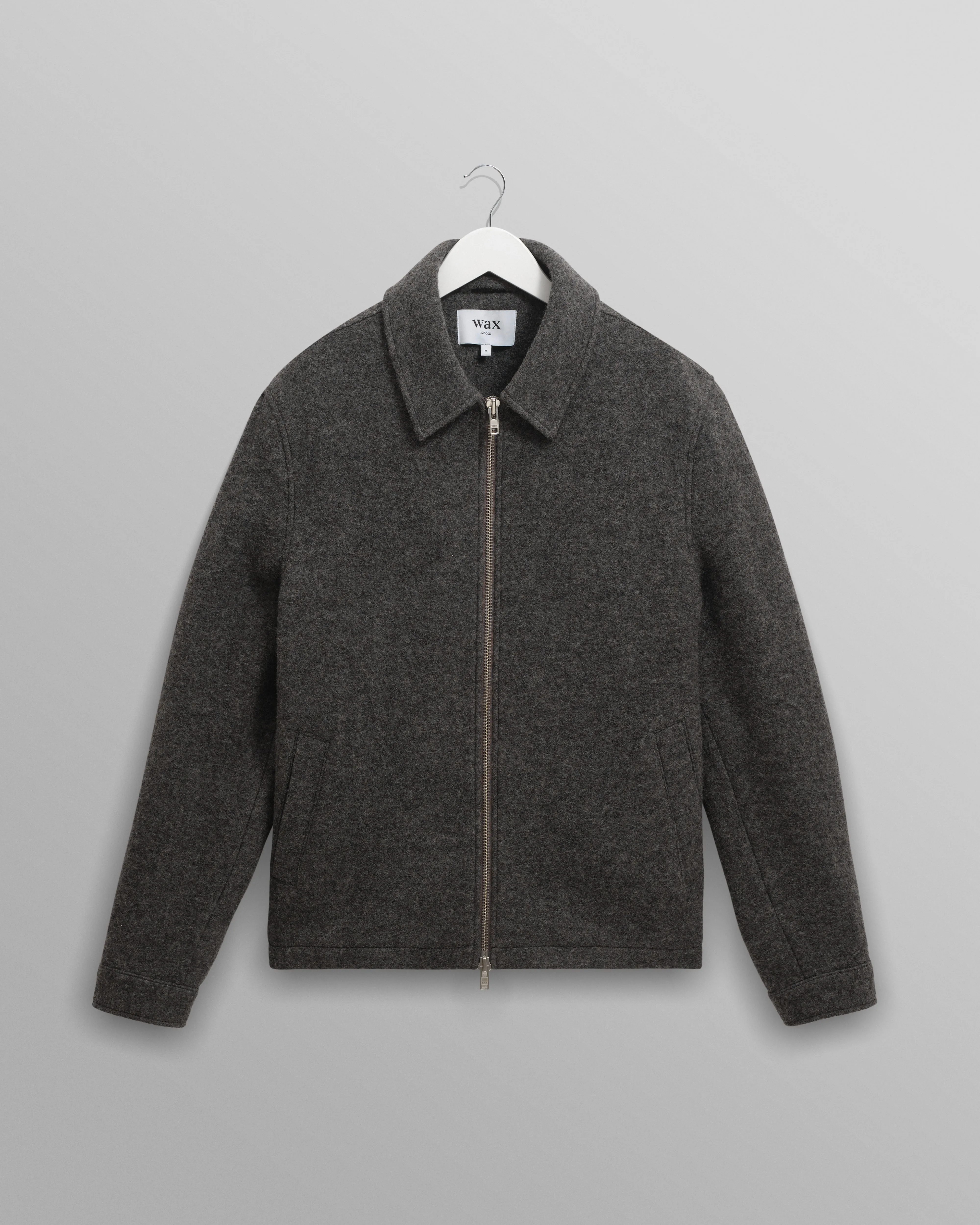 Eldon - Mid Grey Boiled Wool Jacket sold by Wax London