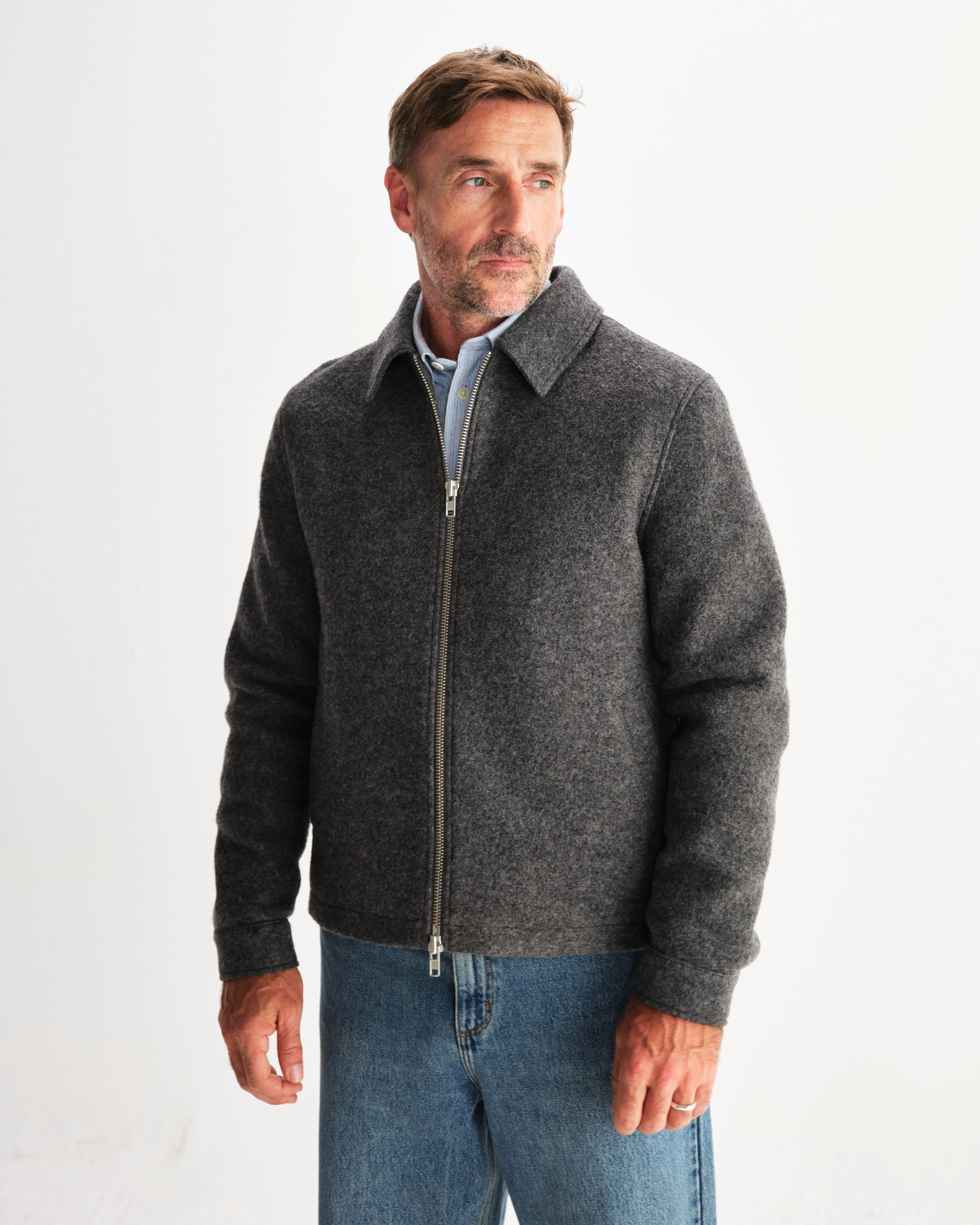 Eldon - Mid Grey Boiled Wool Jacket sold by Wax London product image thumbnail 2