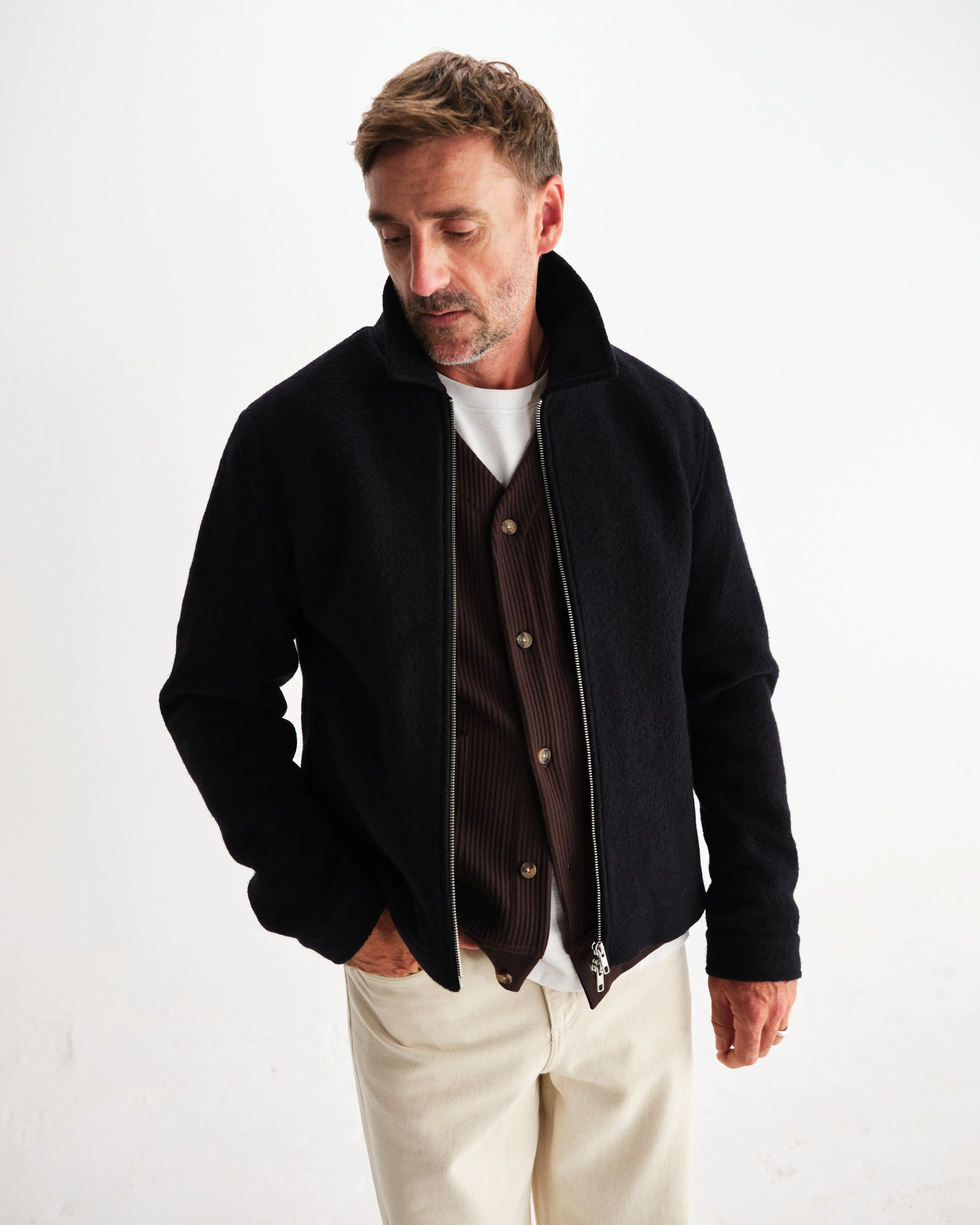 Eldon - Midnight Navy Boiled Wool Jacket sold by Wax London product image thumbnail 2