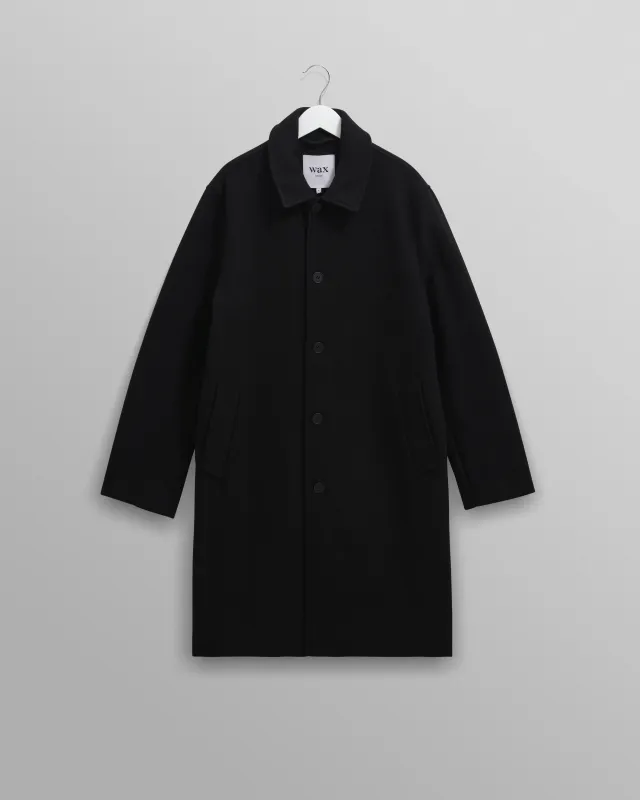 Stan - Black Wool-Twill Car Coat sold by Wax London