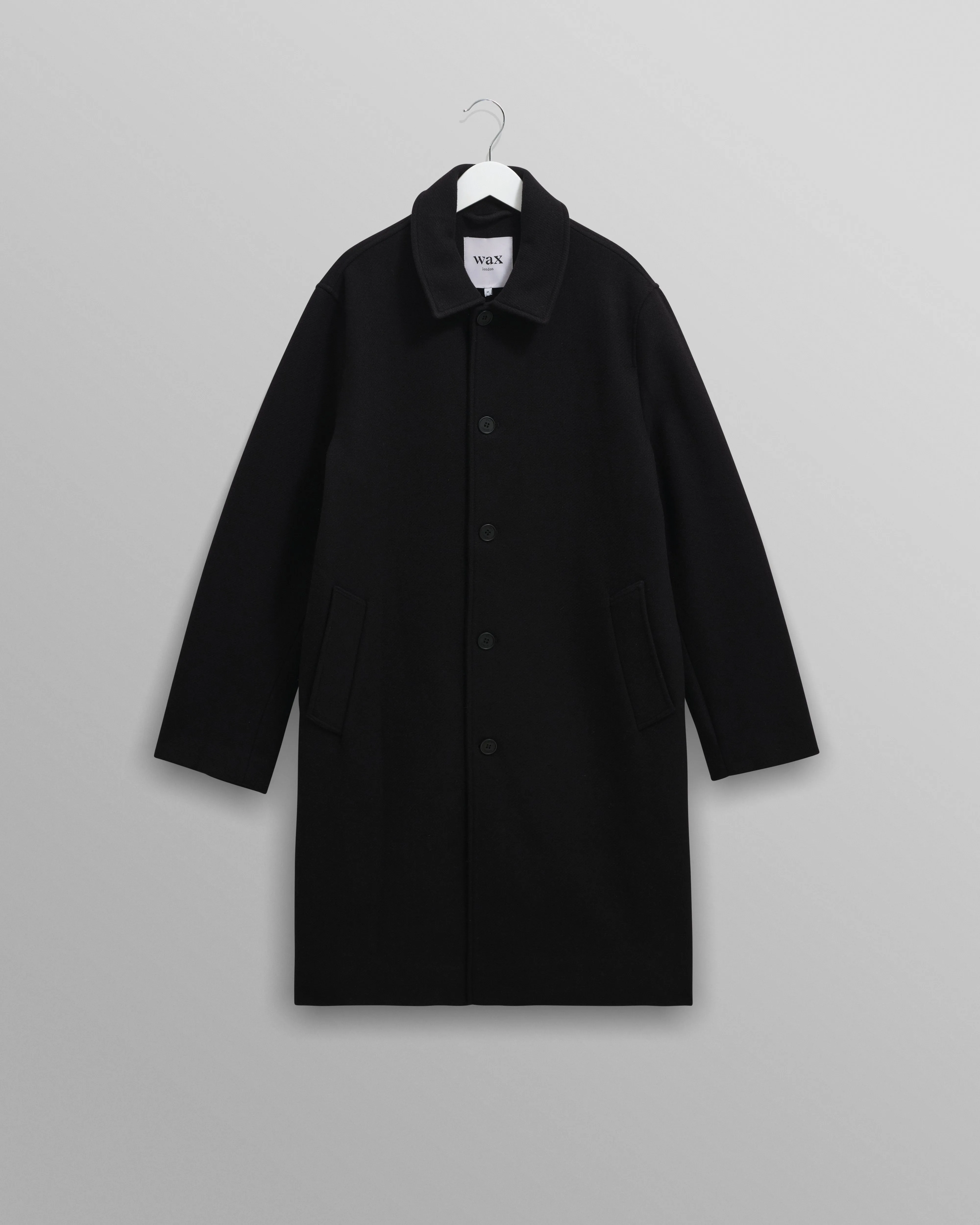 Stan - Black Wool-Twill Car Coat sold by Wax London