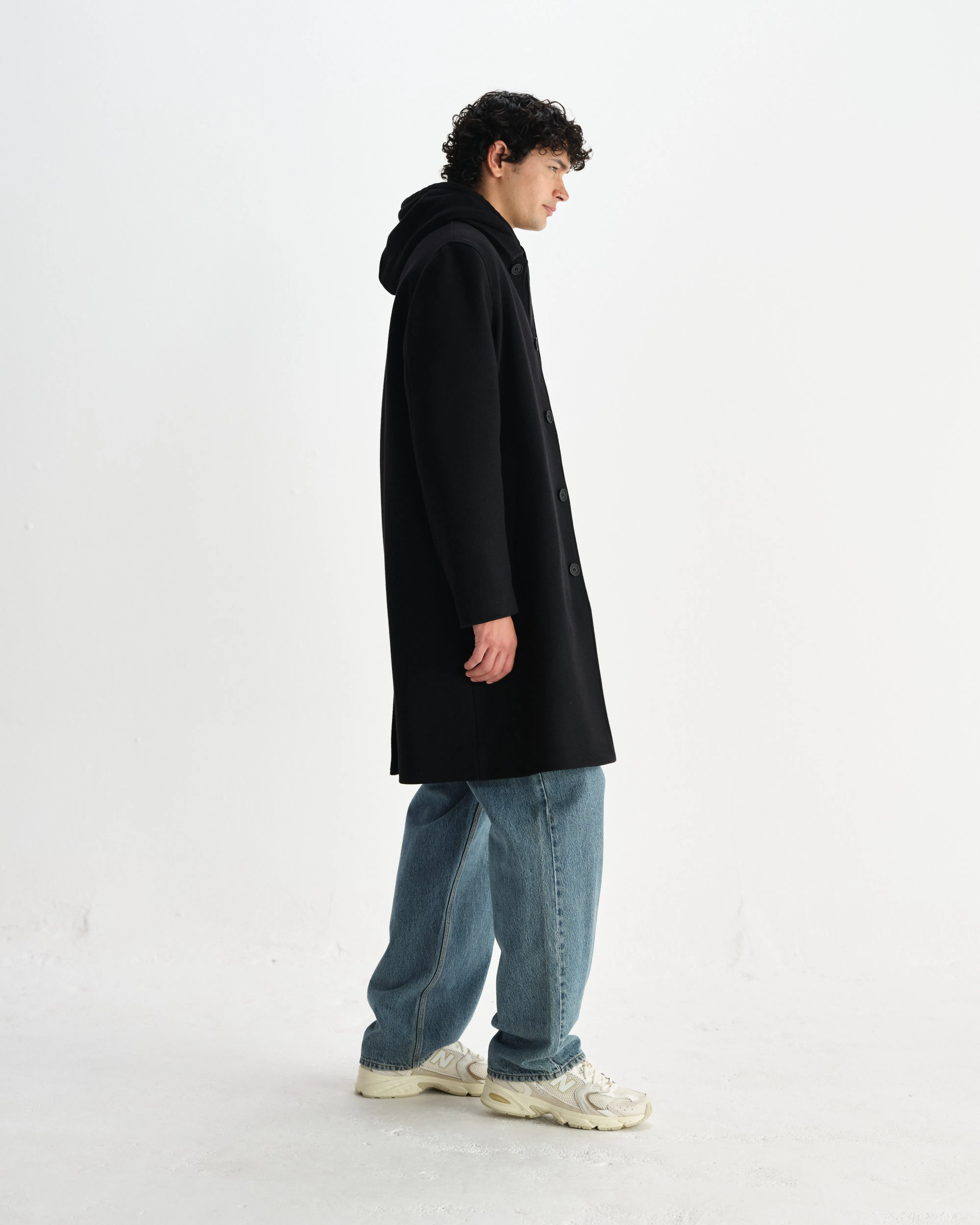Stan - Black Wool-Twill Car Coat sold by Wax London product image thumbnail 5