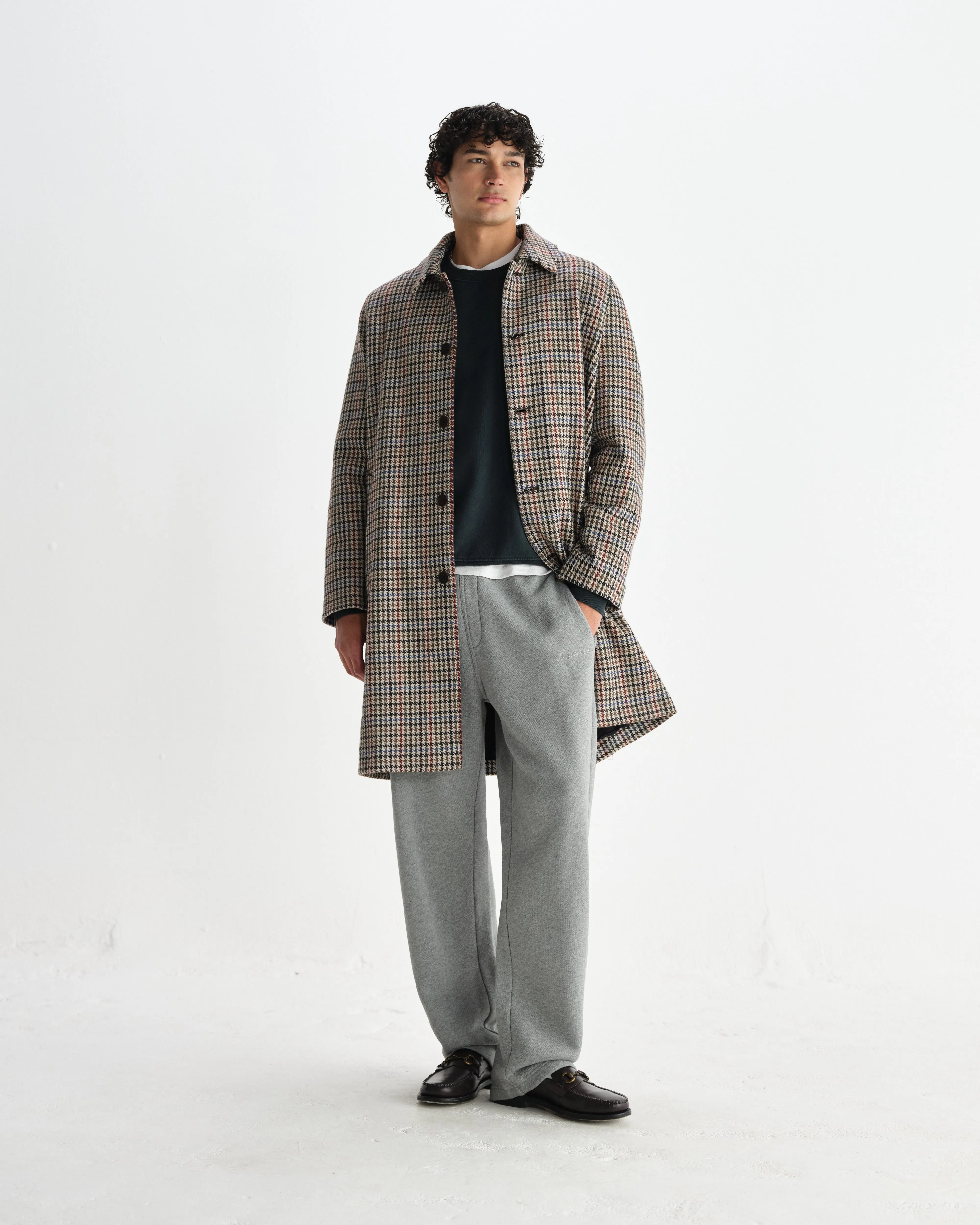 Stan - Natural Houndstooth Check Wool Car Coat sold by Wax London product image thumbnail 4