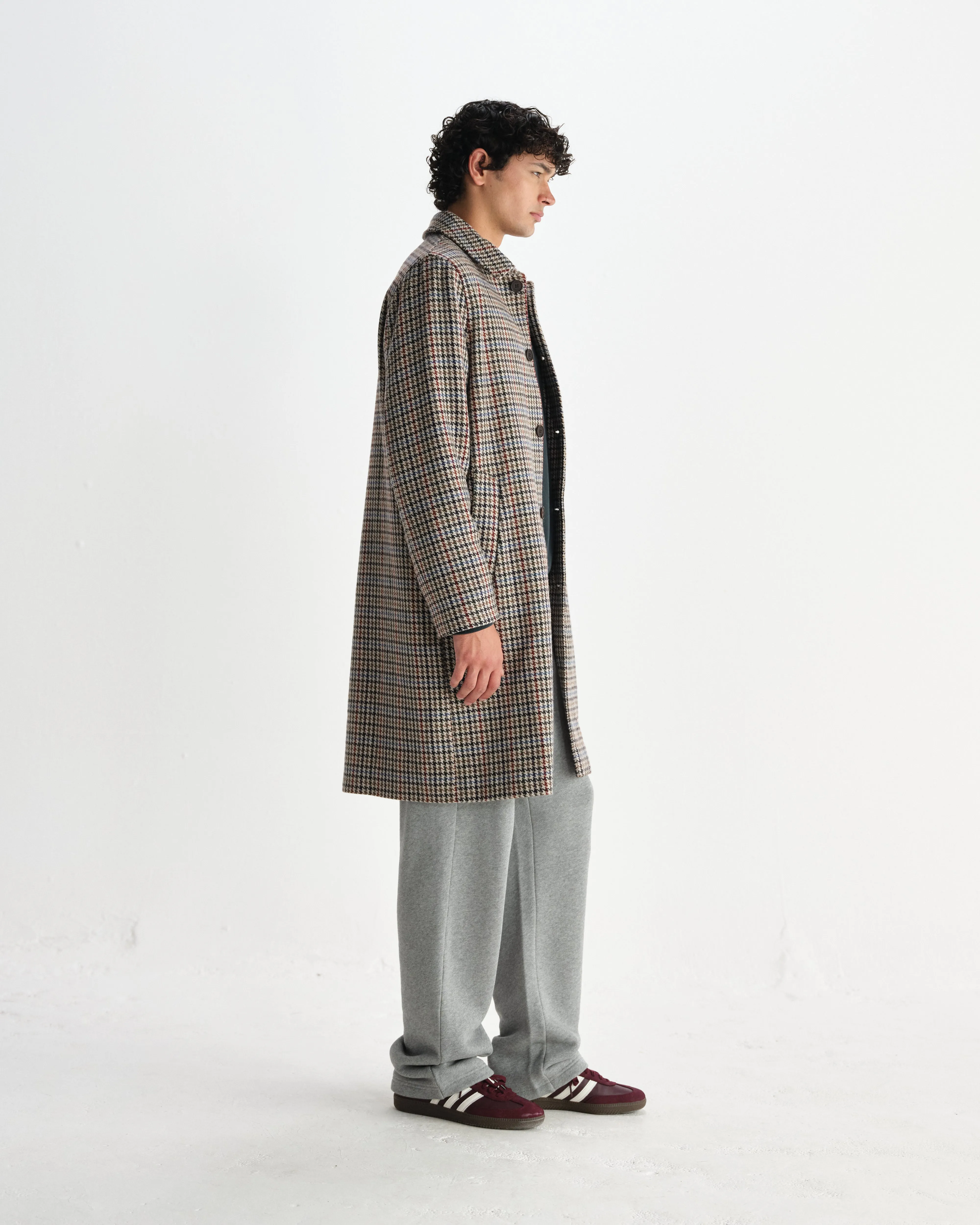 Stan - Natural Houndstooth Check Wool Car Coat sold by Wax London product image thumbnail 5