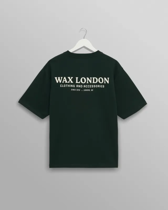 Milton - Bottle Green Stacked Text Graphic Organic Cotton T-Shirt sold by Wax London