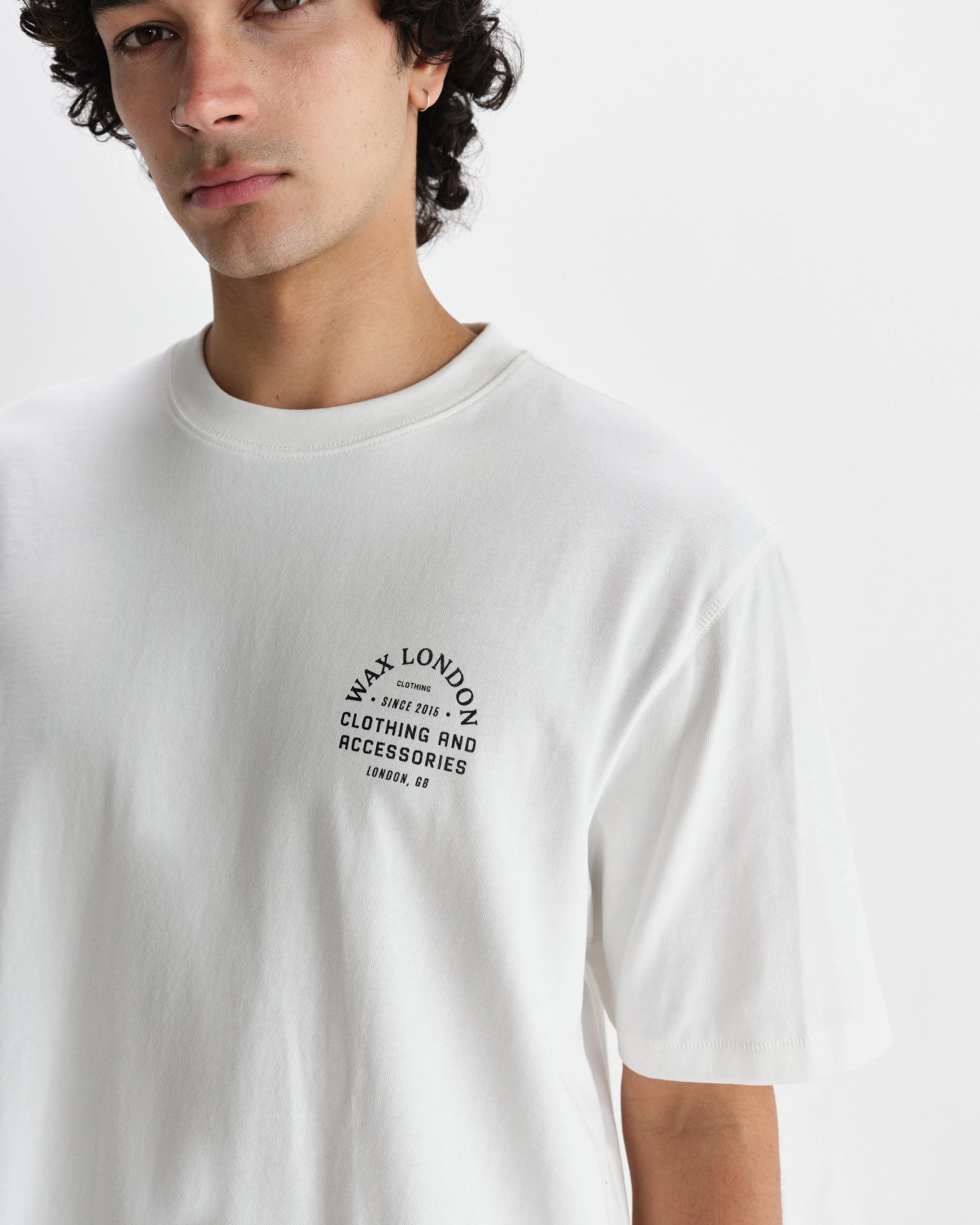 Milton - Off White Stacked Text Graphic Organic Cotton T-Shirt sold by Wax London product image thumbnail 4