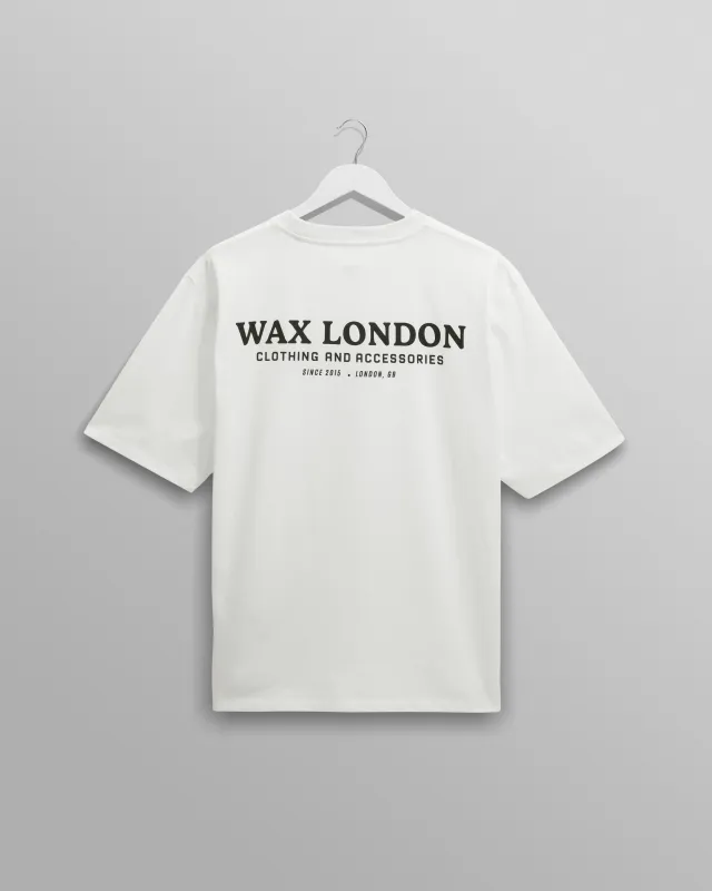 Milton - Off White Stacked Text Graphic Organic Cotton T-Shirt sold by Wax London