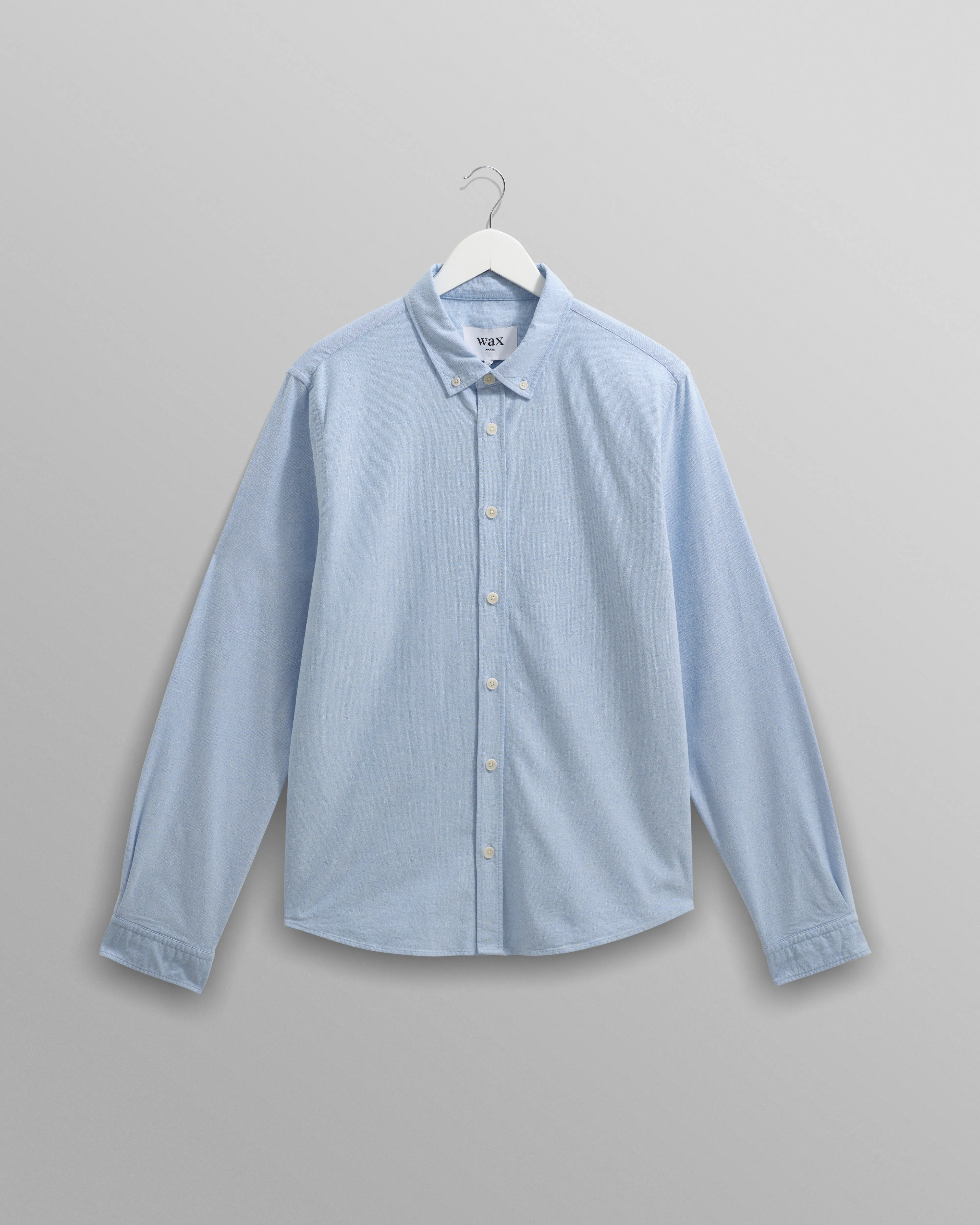 Caspian - Pale Blue Cotton Oxford Shirt sold by Wax London