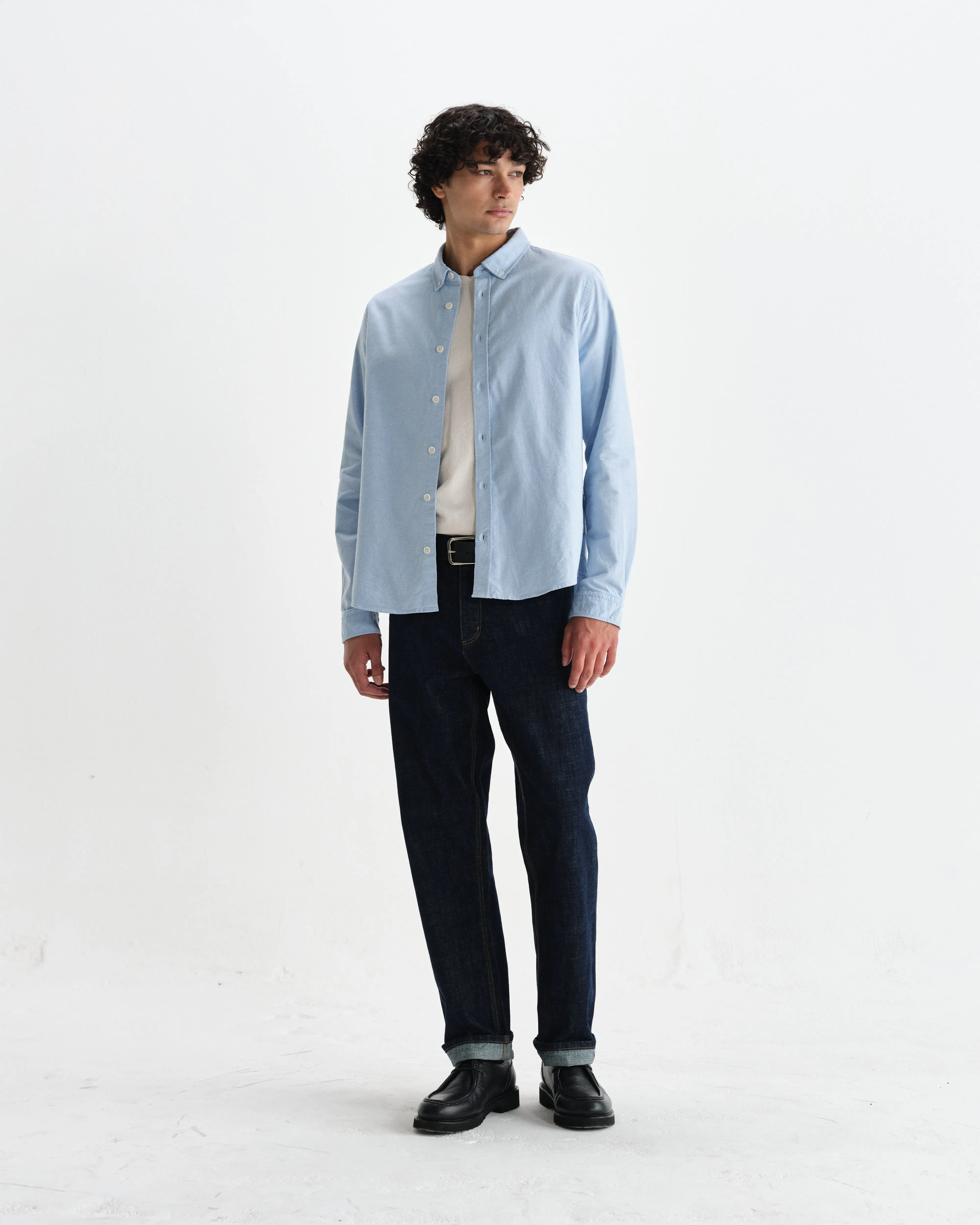 Caspian - Pale Blue Cotton Oxford Shirt sold by Wax London product image thumbnail 4