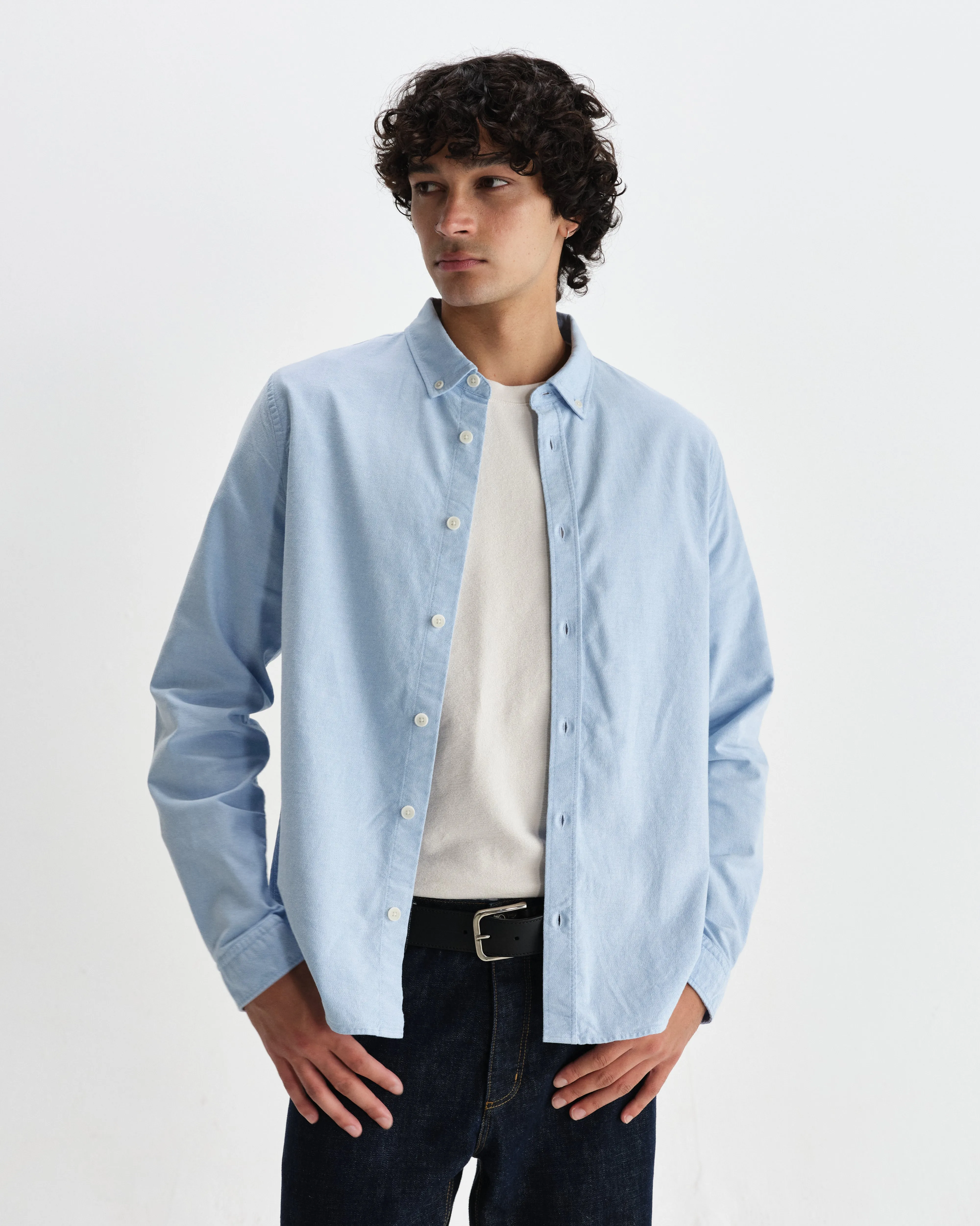 Caspian - Pale Blue Cotton Oxford Shirt sold by Wax London product image thumbnail 2