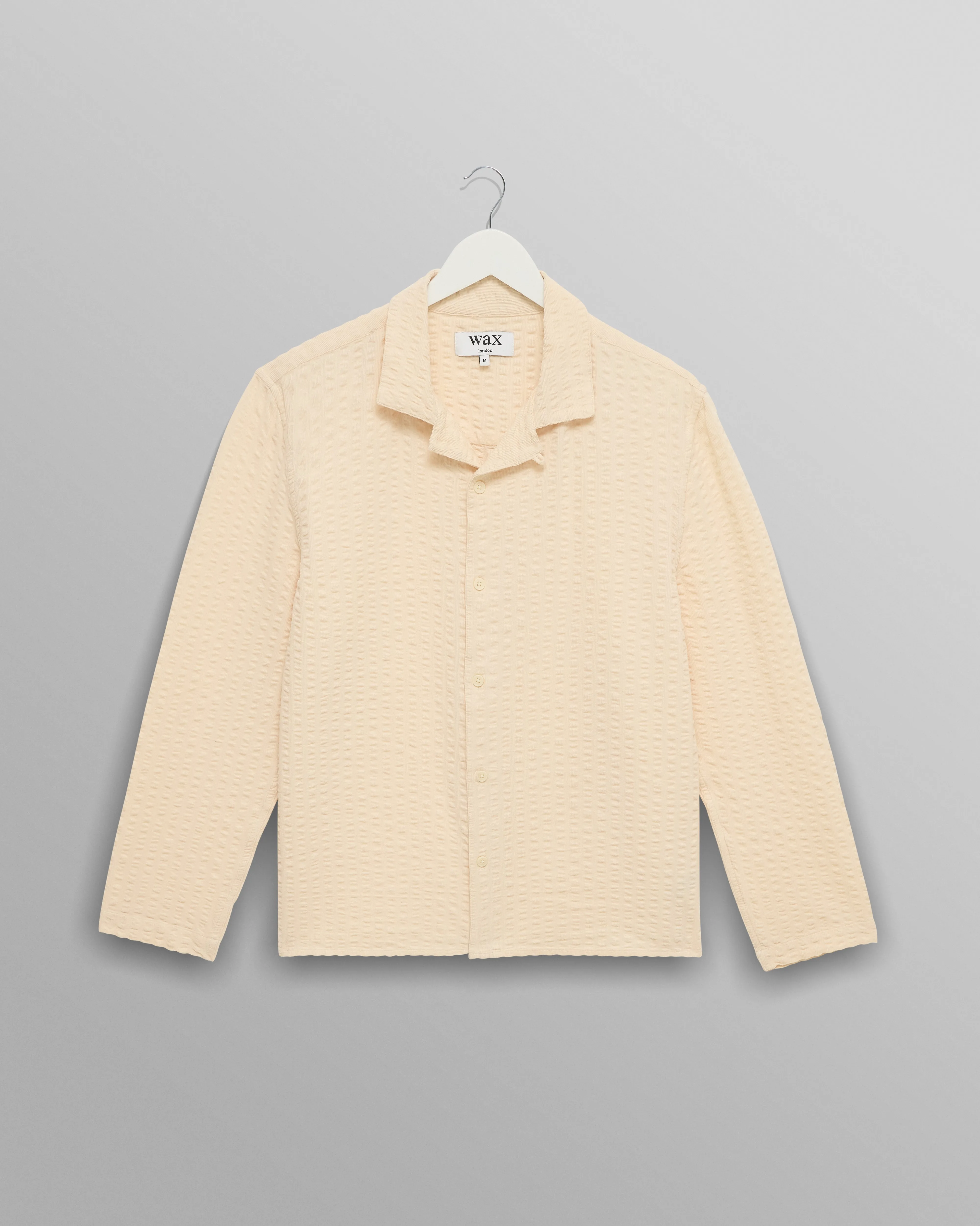 Corey - Stone Seersucker Corduroy Shirt sold by Wax London