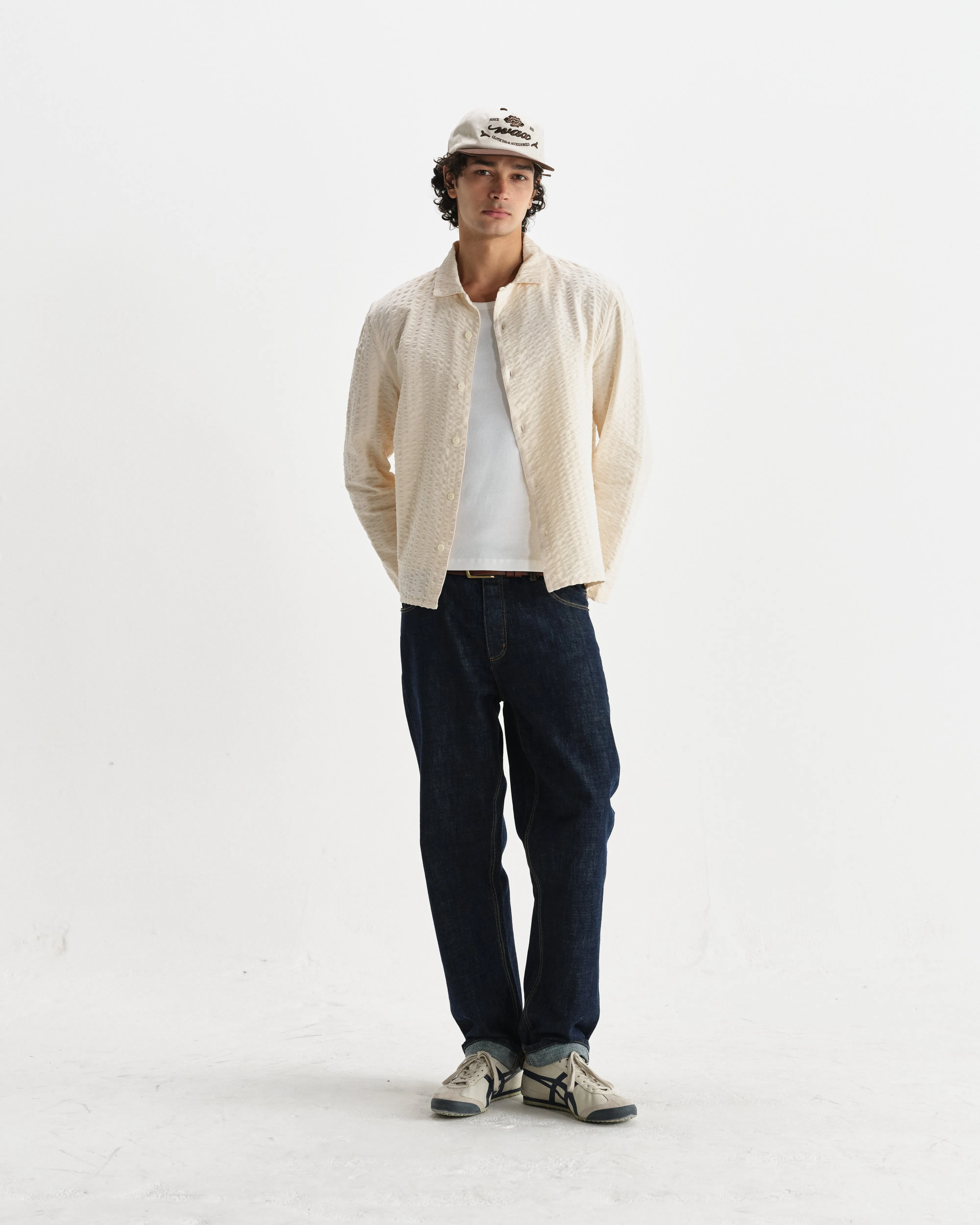 Corey - Stone Seersucker Corduroy Shirt sold by Wax London product image thumbnail 4